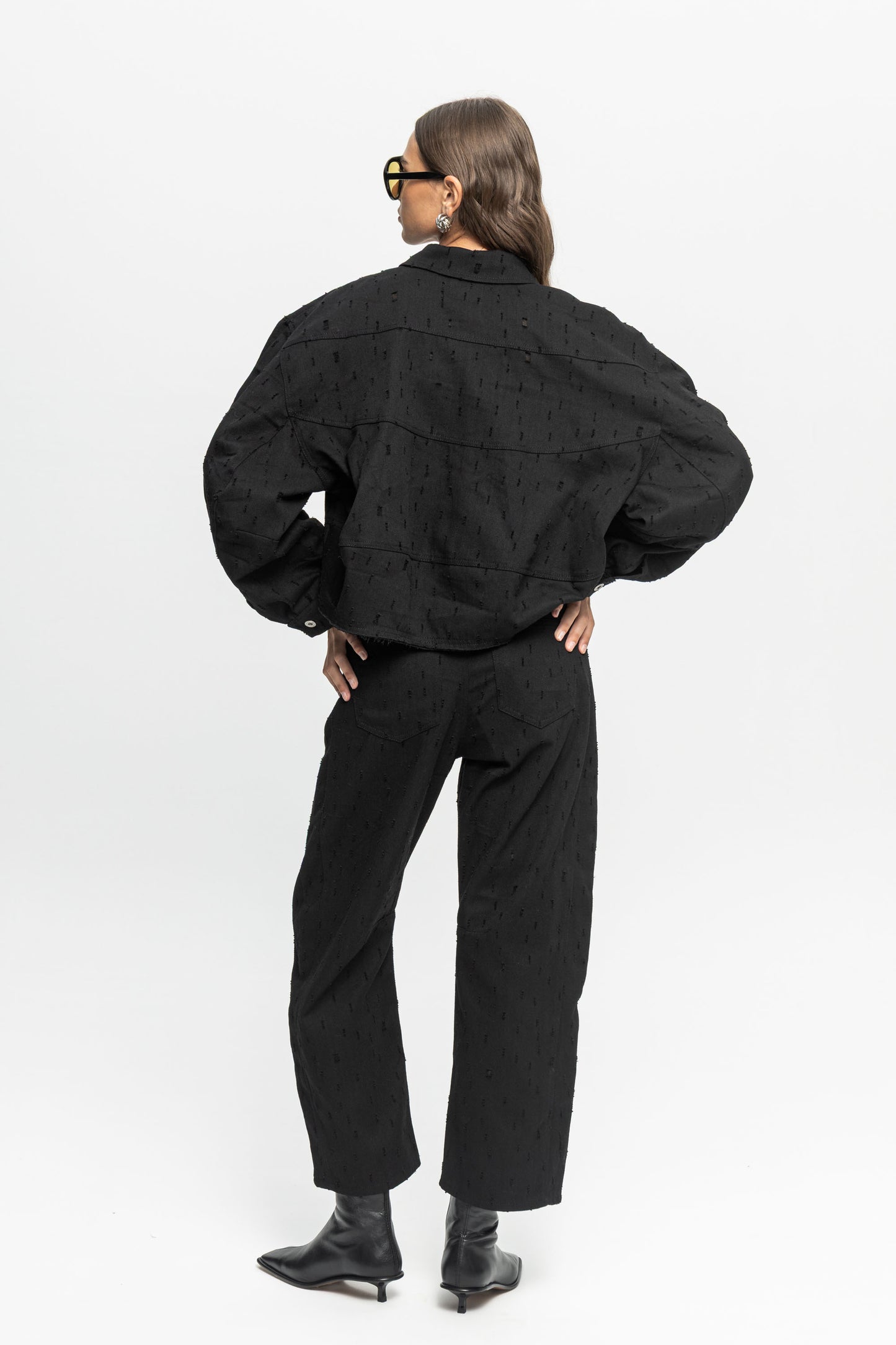 Black Denim Pants-Black and Black