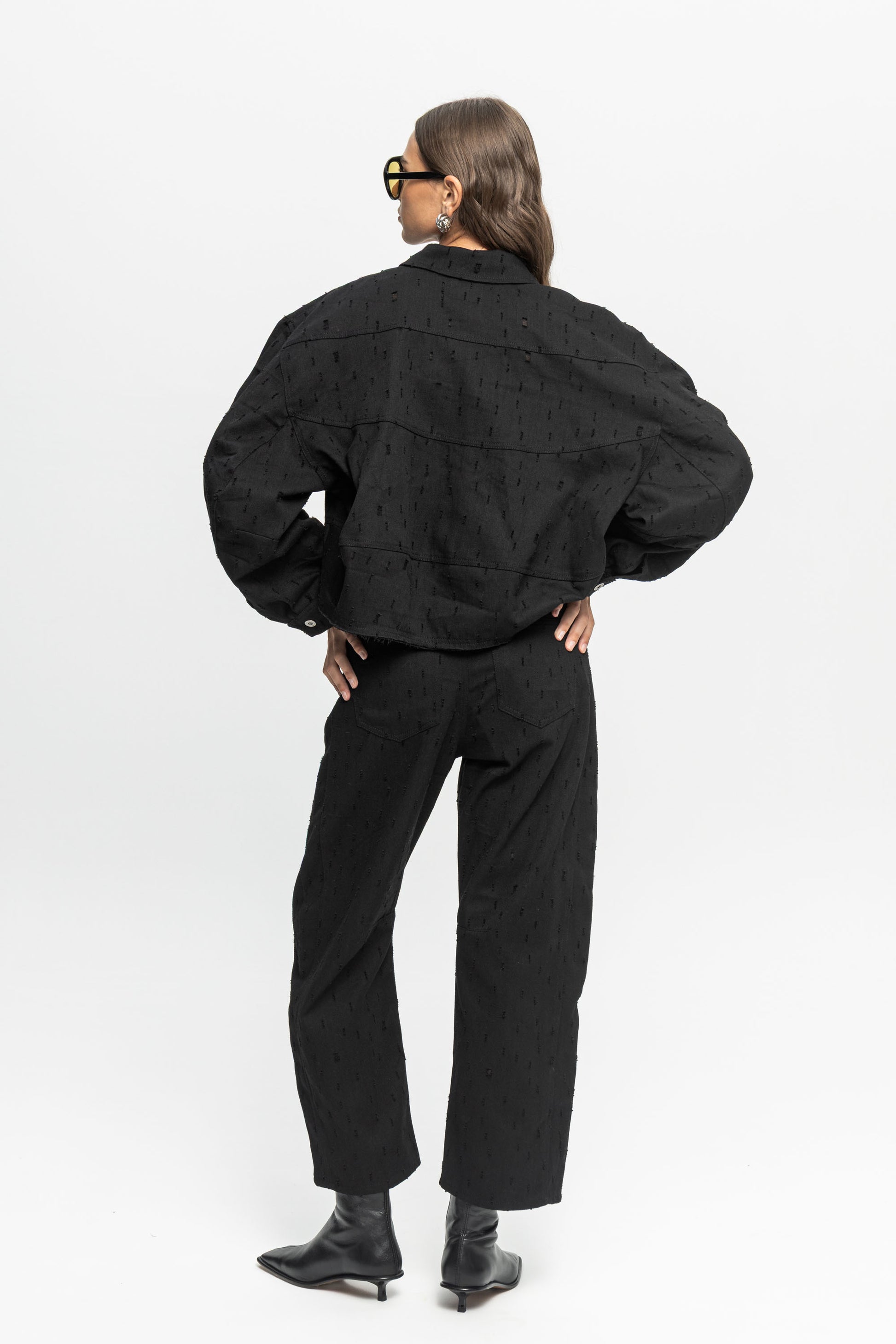 Black Denim Pants-Black and Black