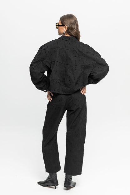 Black Denim Pants-Black and Black