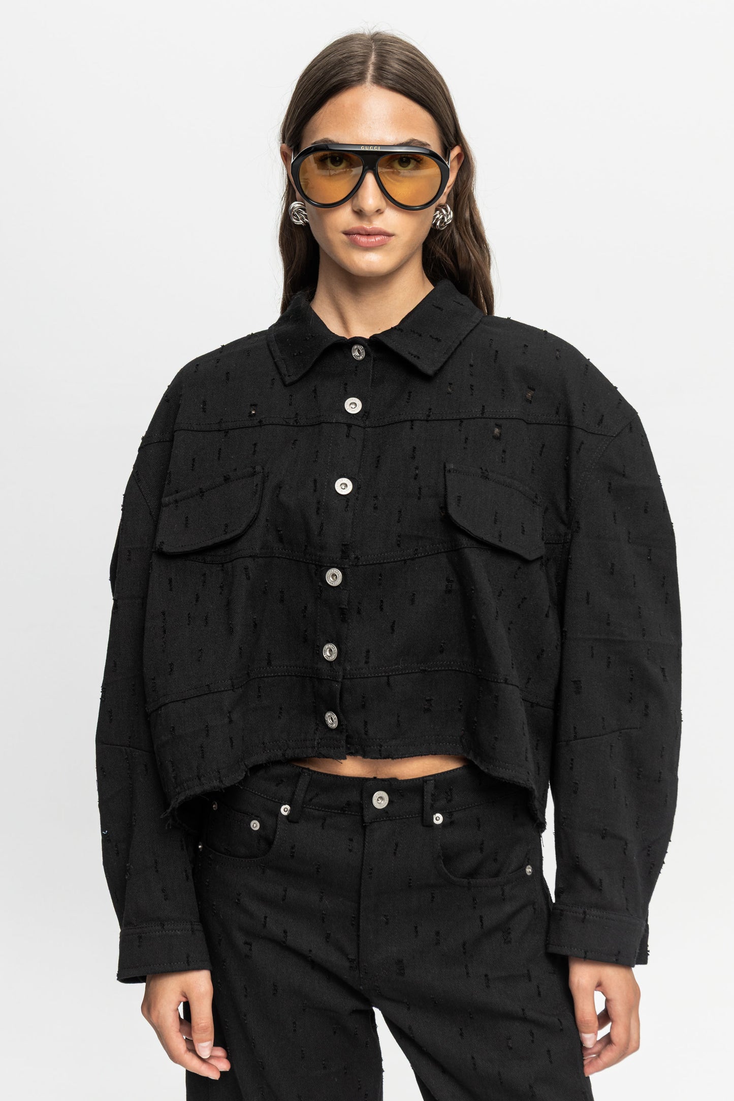 Black Denim Jacket-Black and Black