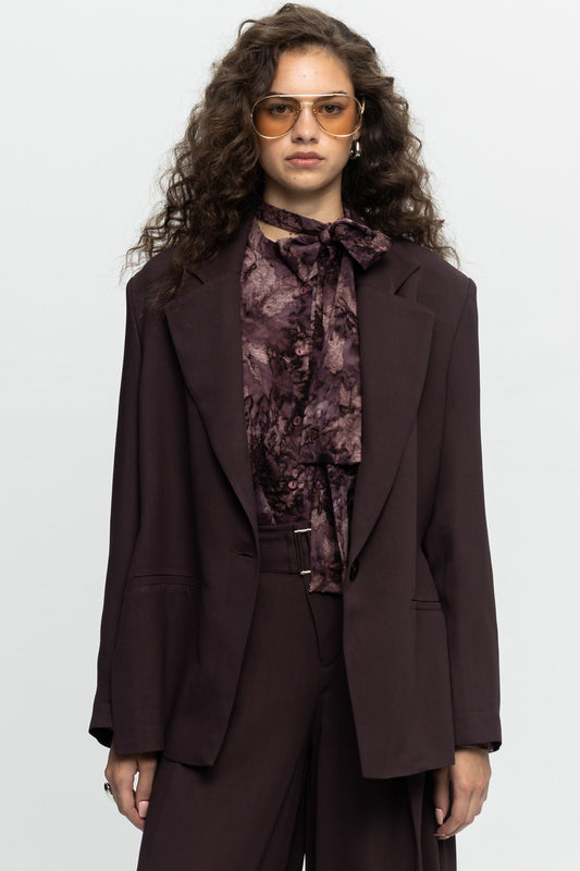 Plum Oversized Blazer-Black and Black