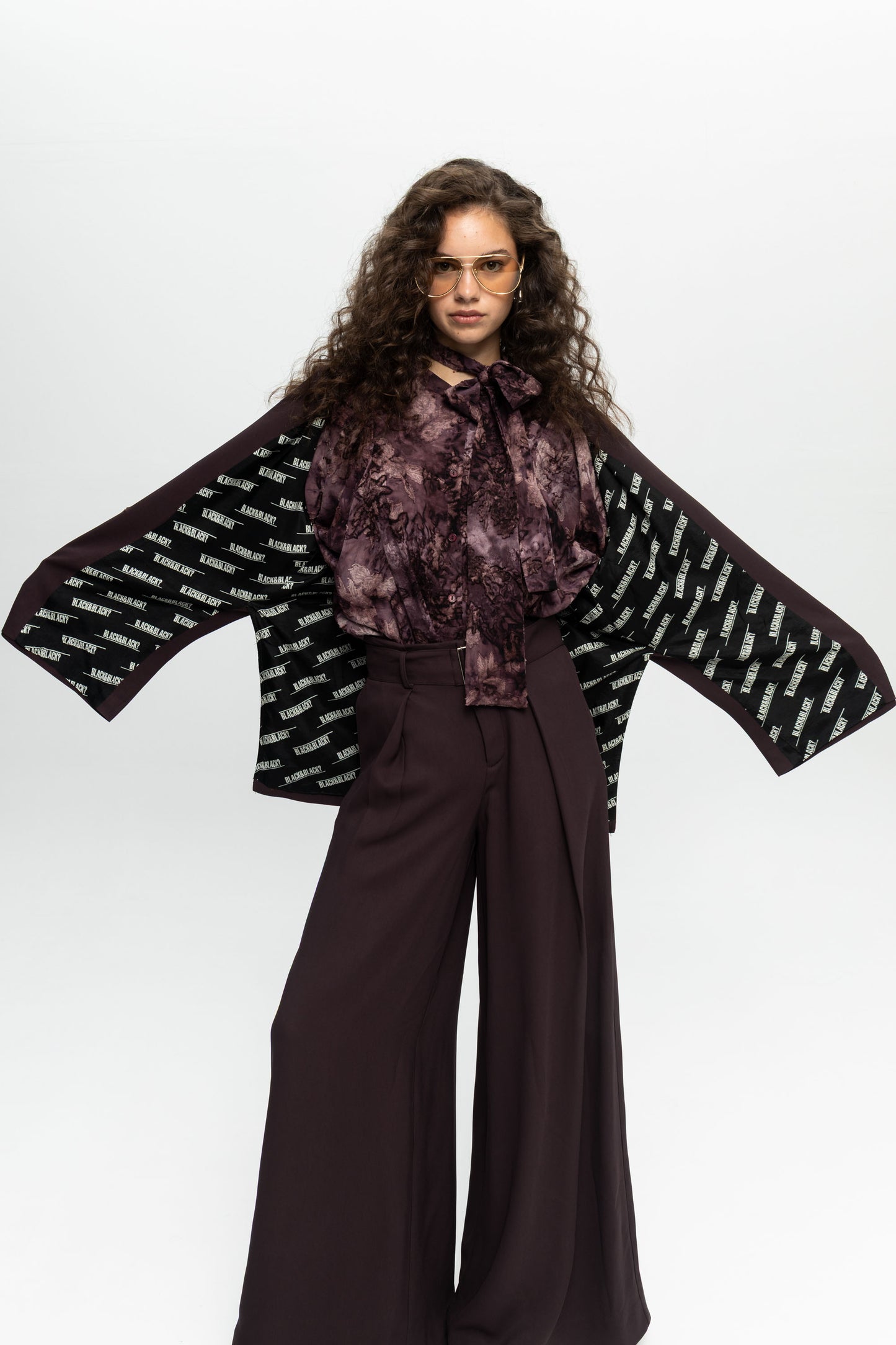 Plum Oversized Blazer-Black and Black