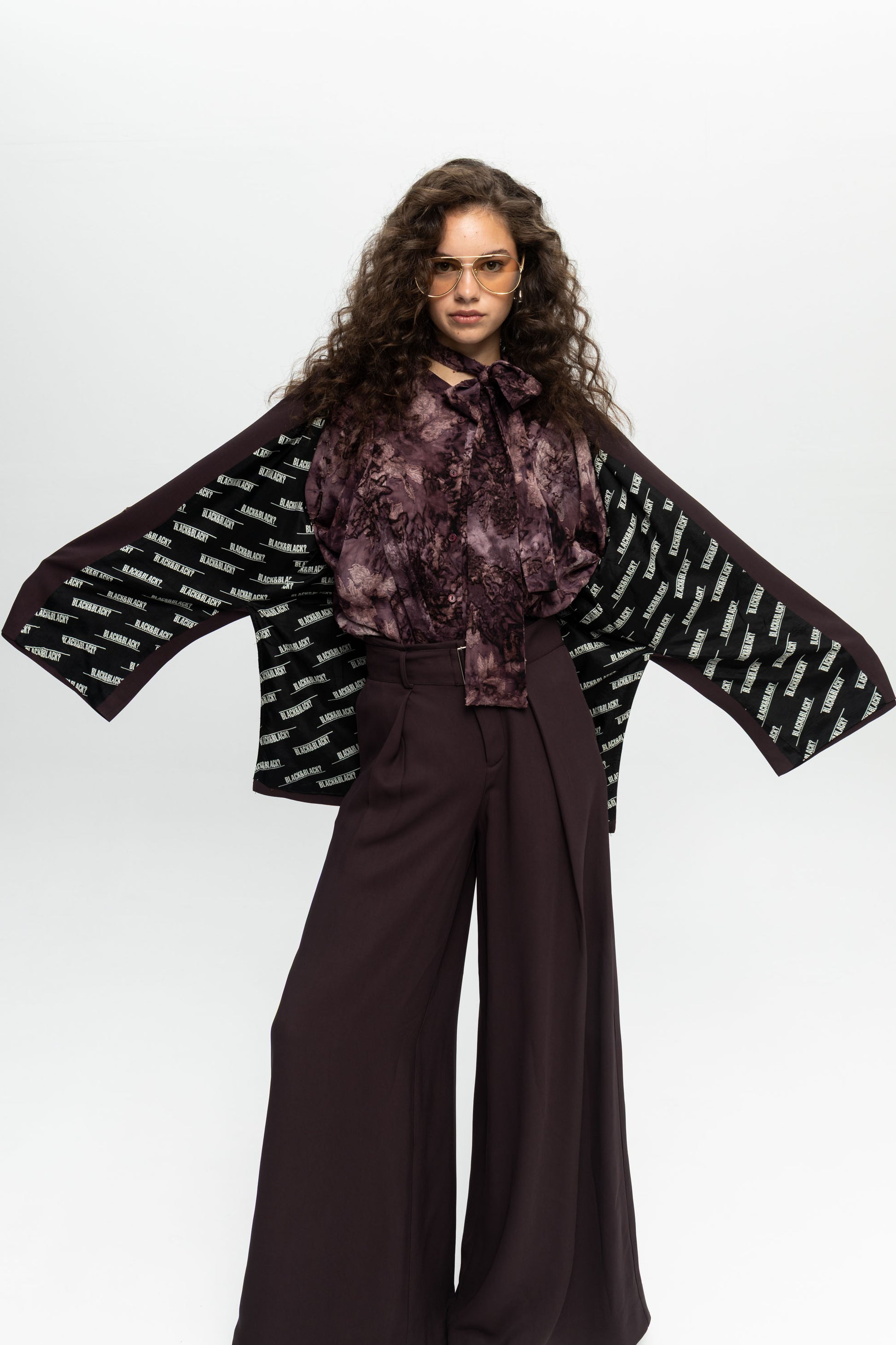 Plum Oversized Blazer-Black and Black