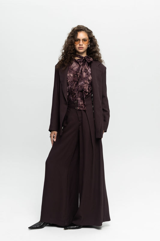 Plum Oversized Blazer-Black and Black