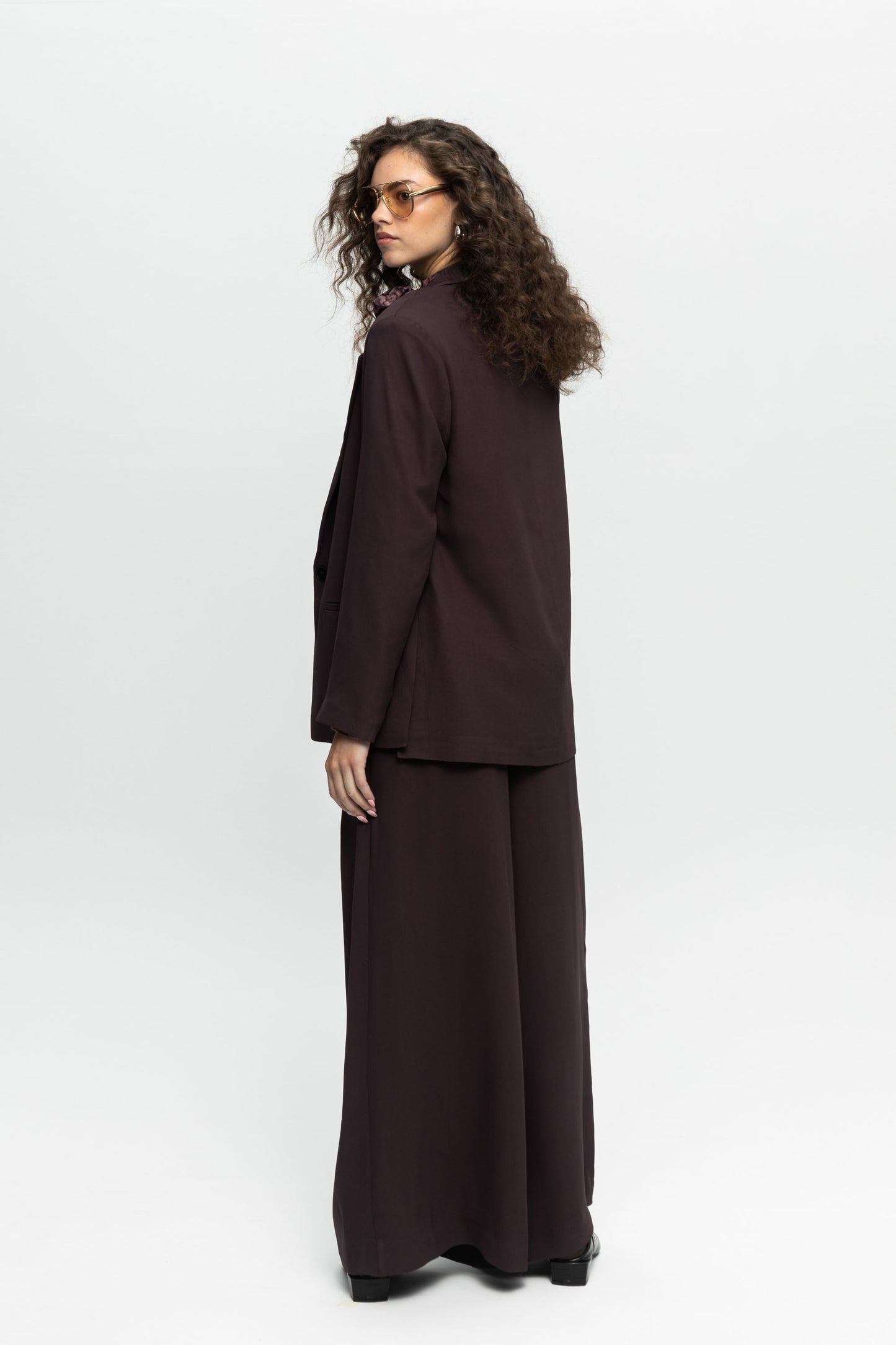 Plum Oversized Blazer-Black and Black