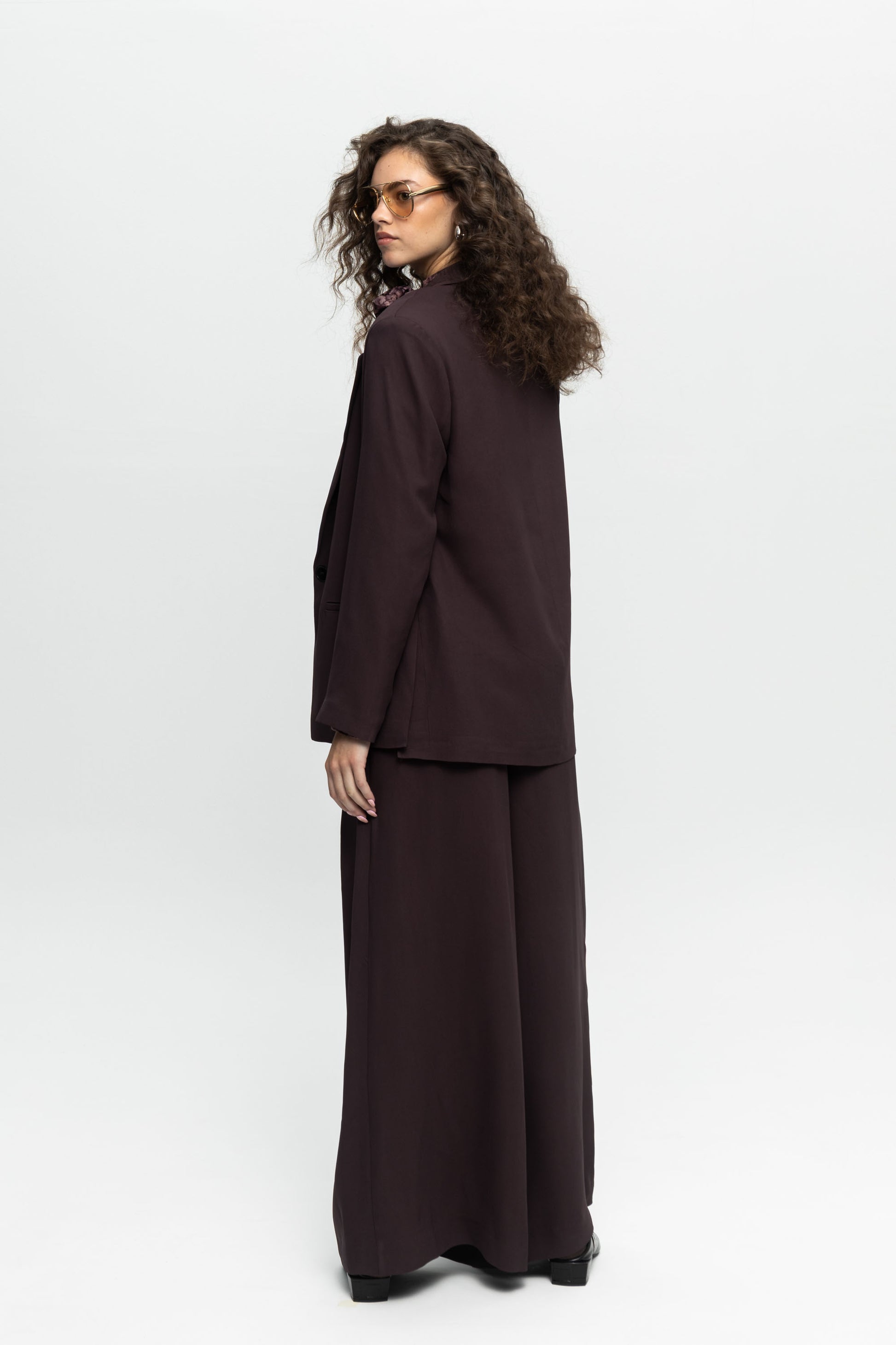 Plum Oversized Blazer-Black and Black