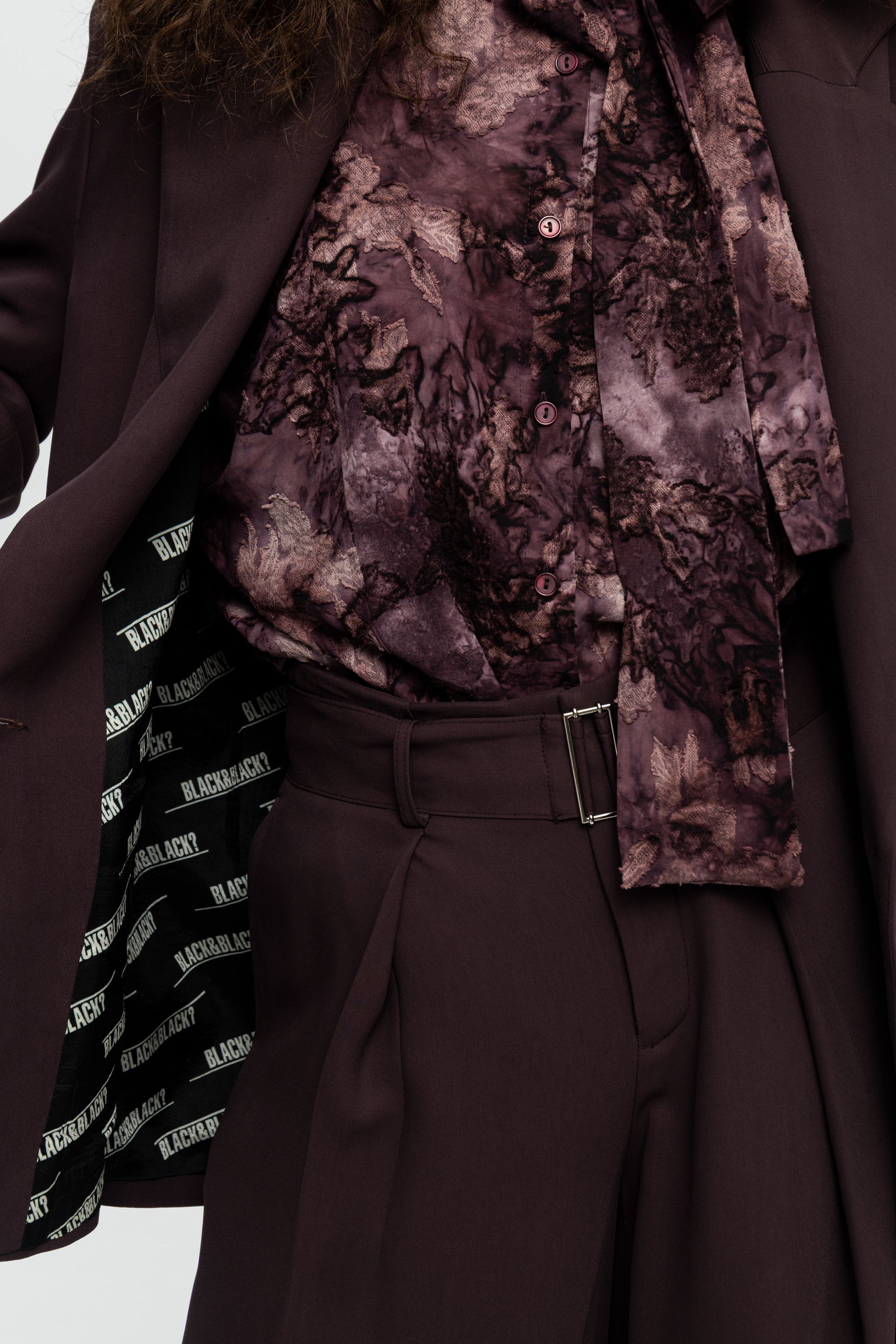 Plum Pleated Trousers-Black and Black