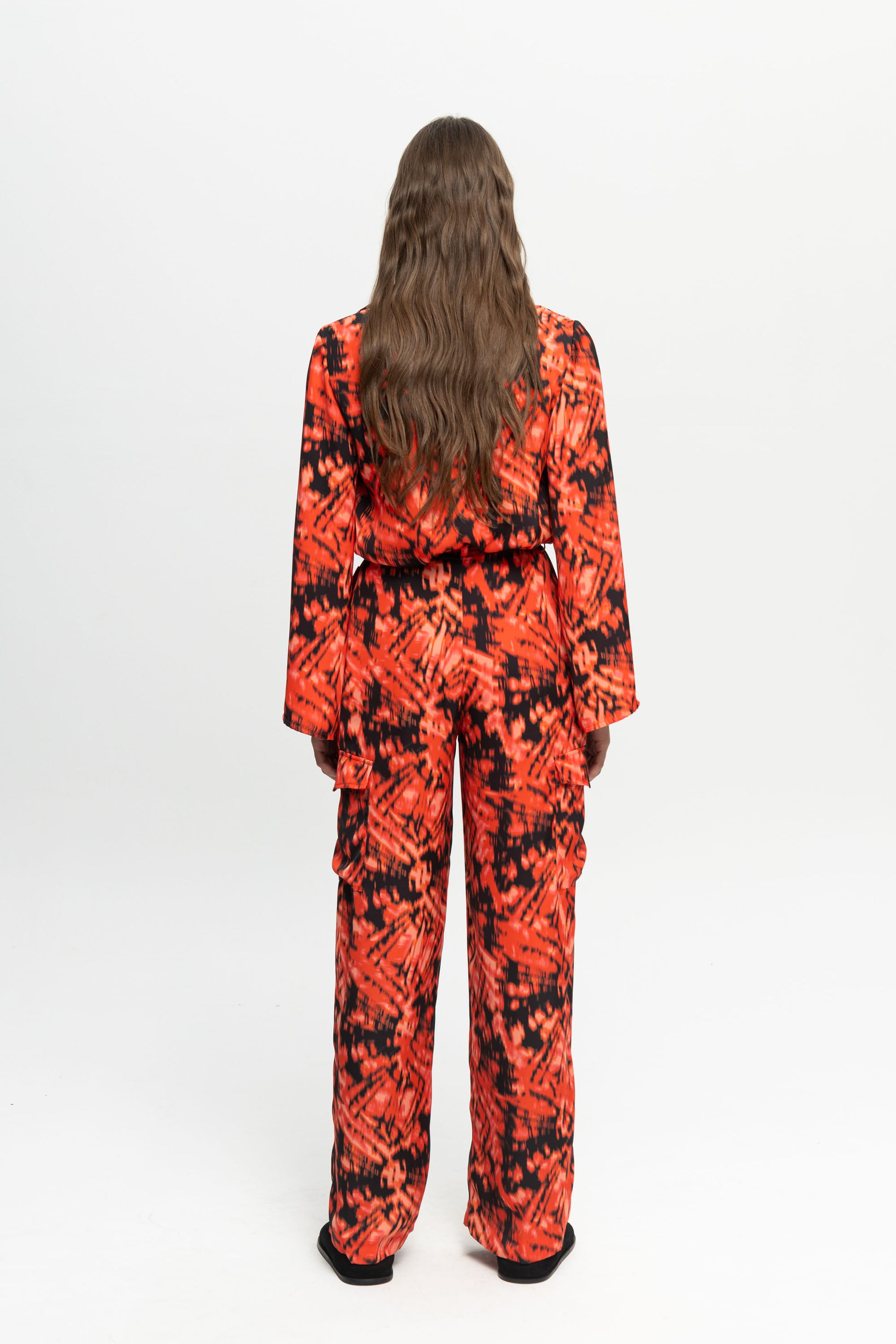 "Red Rum" Satin Trousers-Black and Black