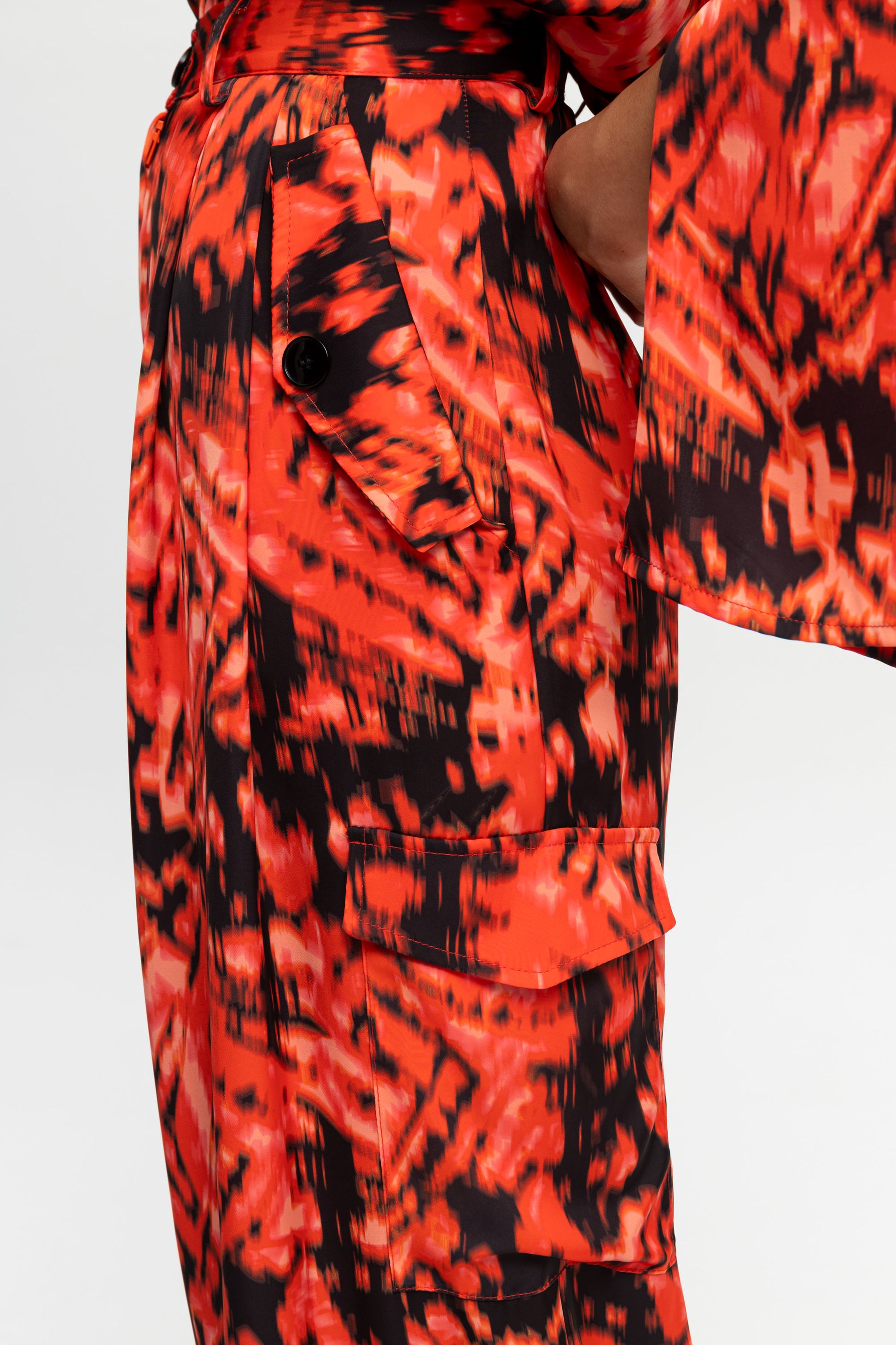 "Red Rum" Satin Trousers-Black and Black