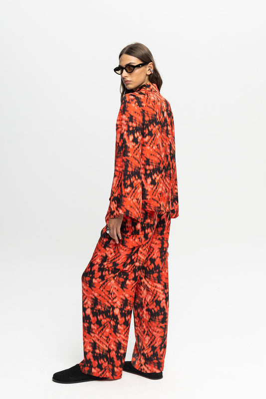 "Red Rum" Satin Trousers-Black and Black