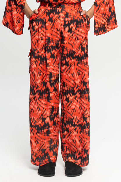 "Red Rum" Satin Trousers-Black and Black