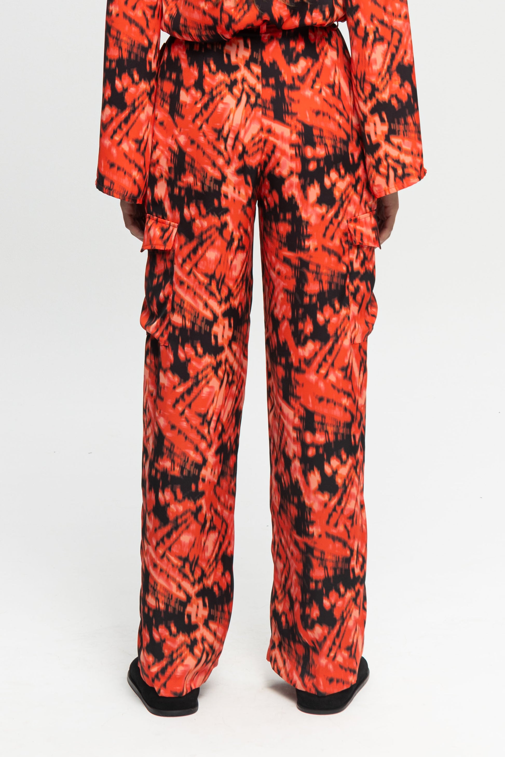 "Red Rum" Satin Trousers-Black and Black