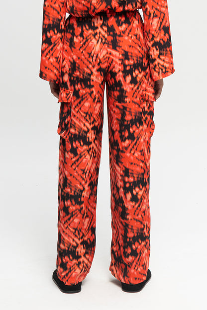 "Red Rum" Satin Trousers-Black and Black