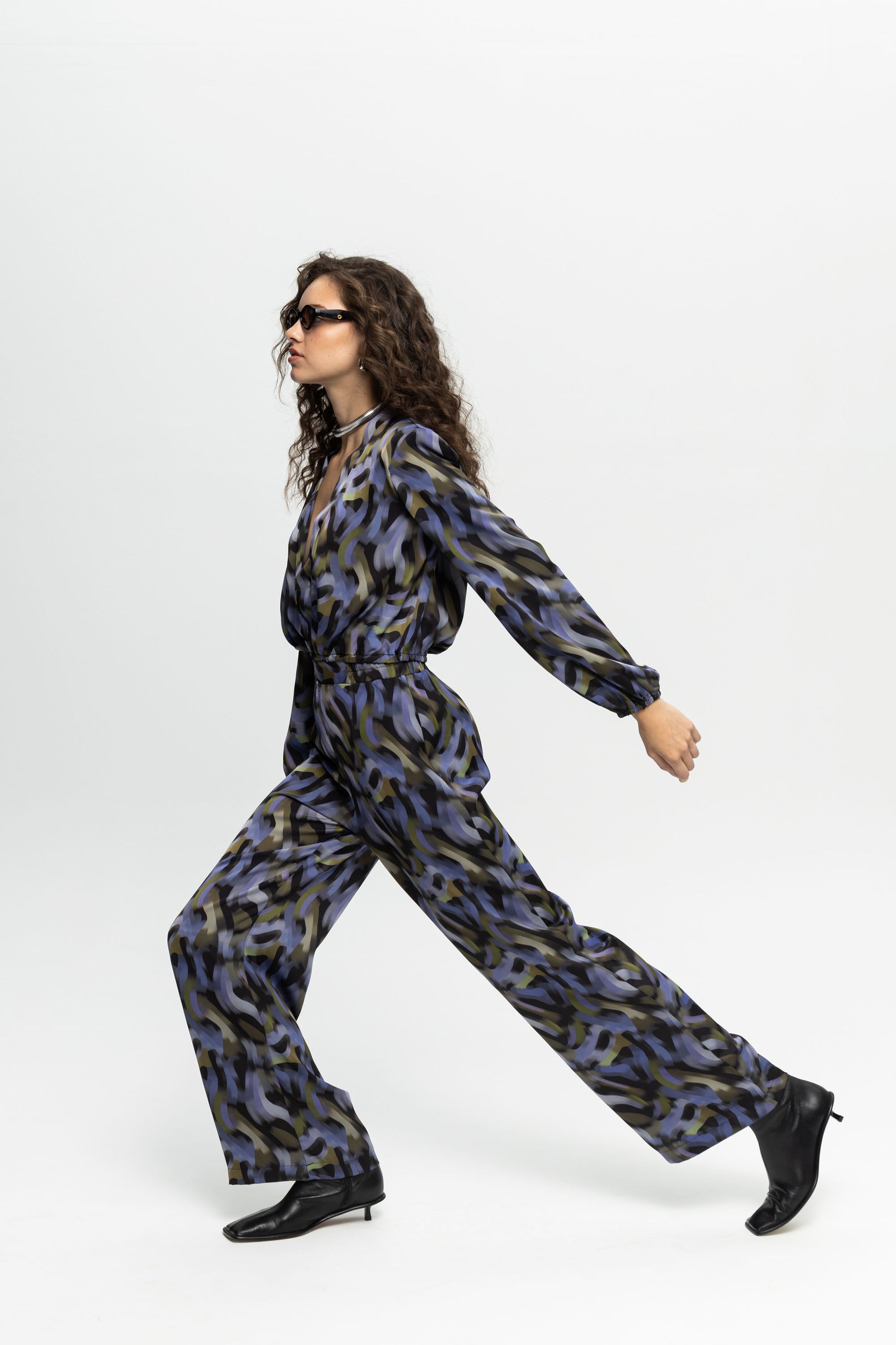 "Purple Haze" Satin Pants-Black and Black