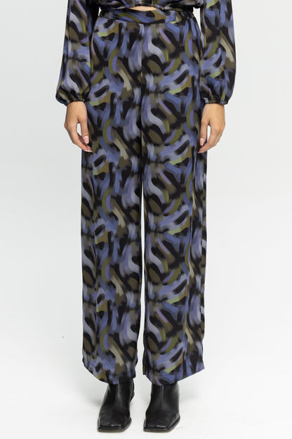 "Purple Haze" Satin Pants-Black and Black