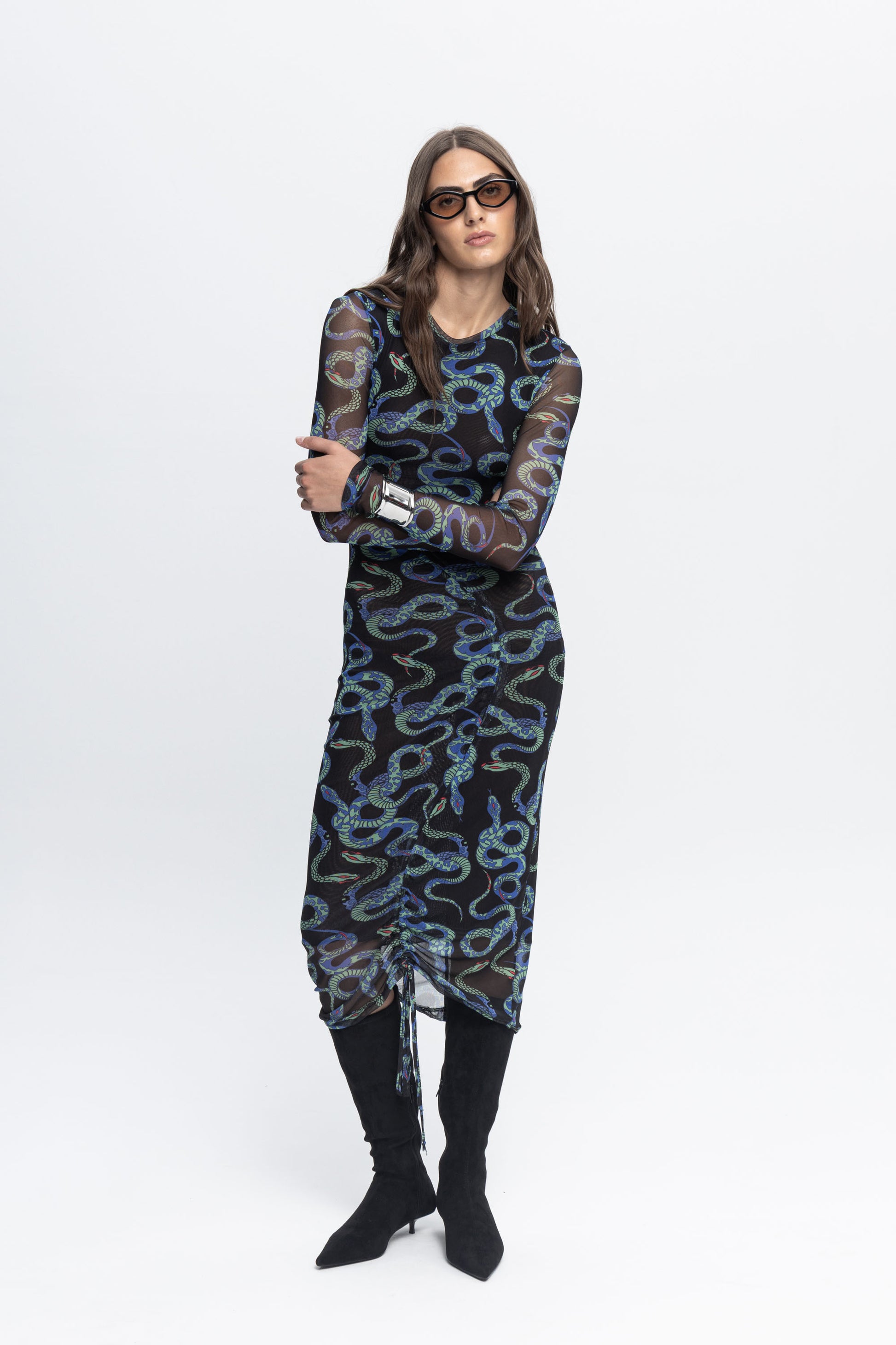 "Snake Bites" Dress-Black and Black