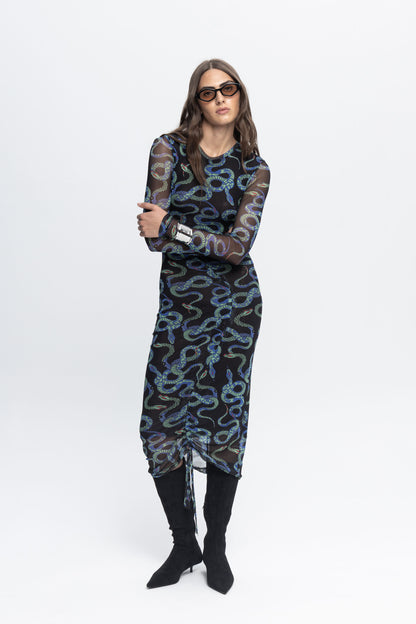 "Snake Bites" Dress-Black and Black