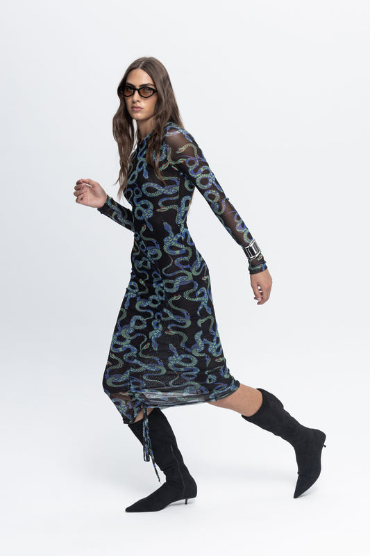 "Snake Bites" Dress-Black and Black