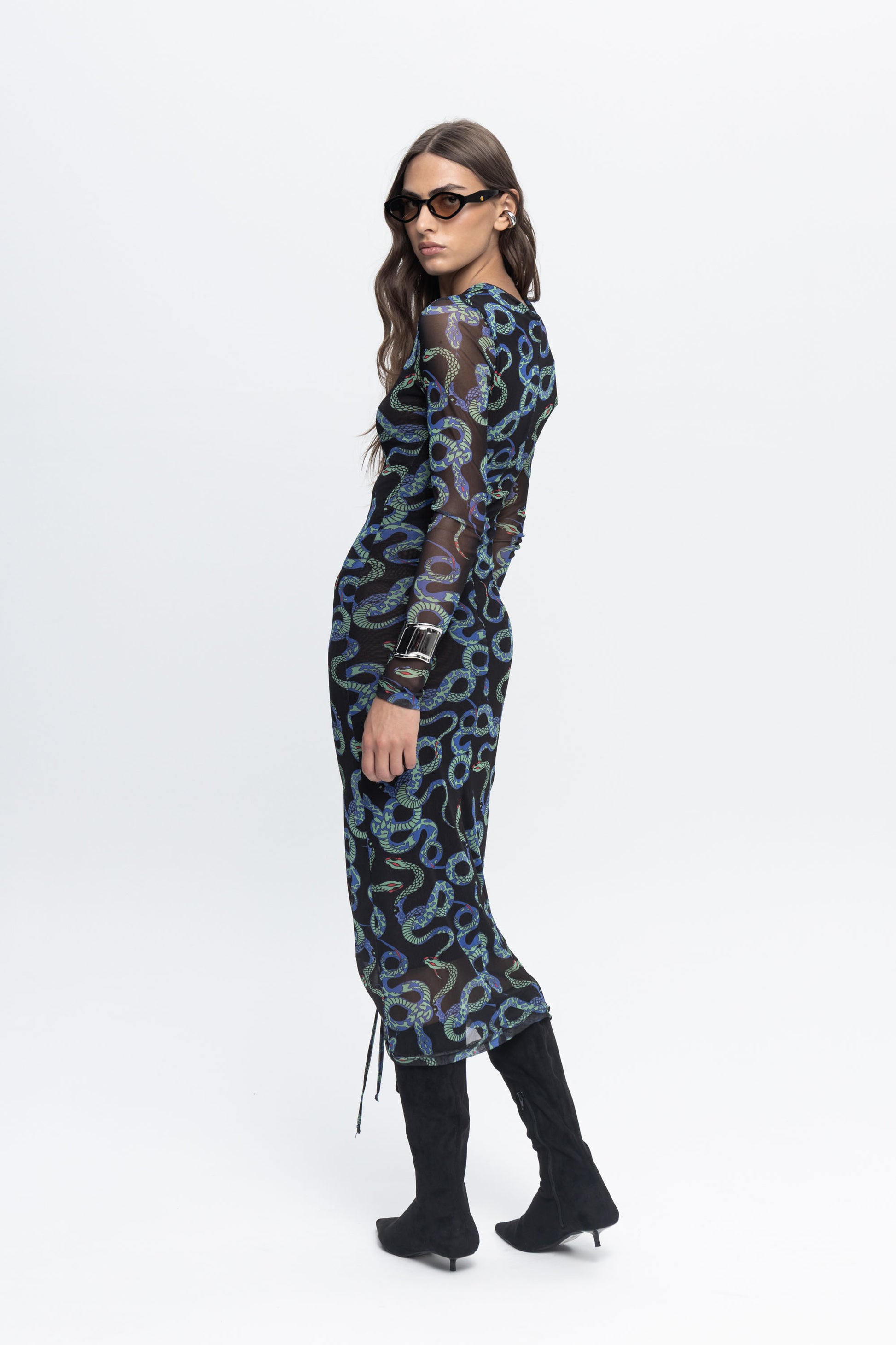 "Snake Bites" Dress-Black and Black