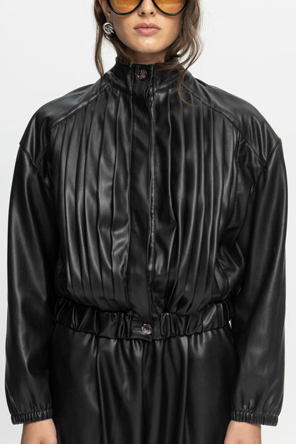 Black Leather Jacket-Black and Black