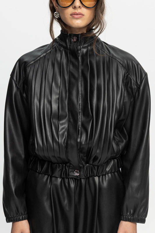 Black Leather Jacket-Black and Black