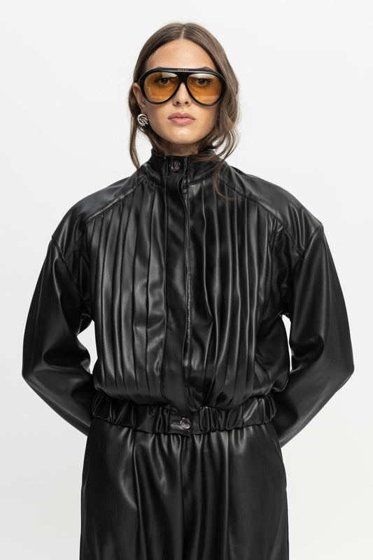 Black Leather Jacket-Black and Black