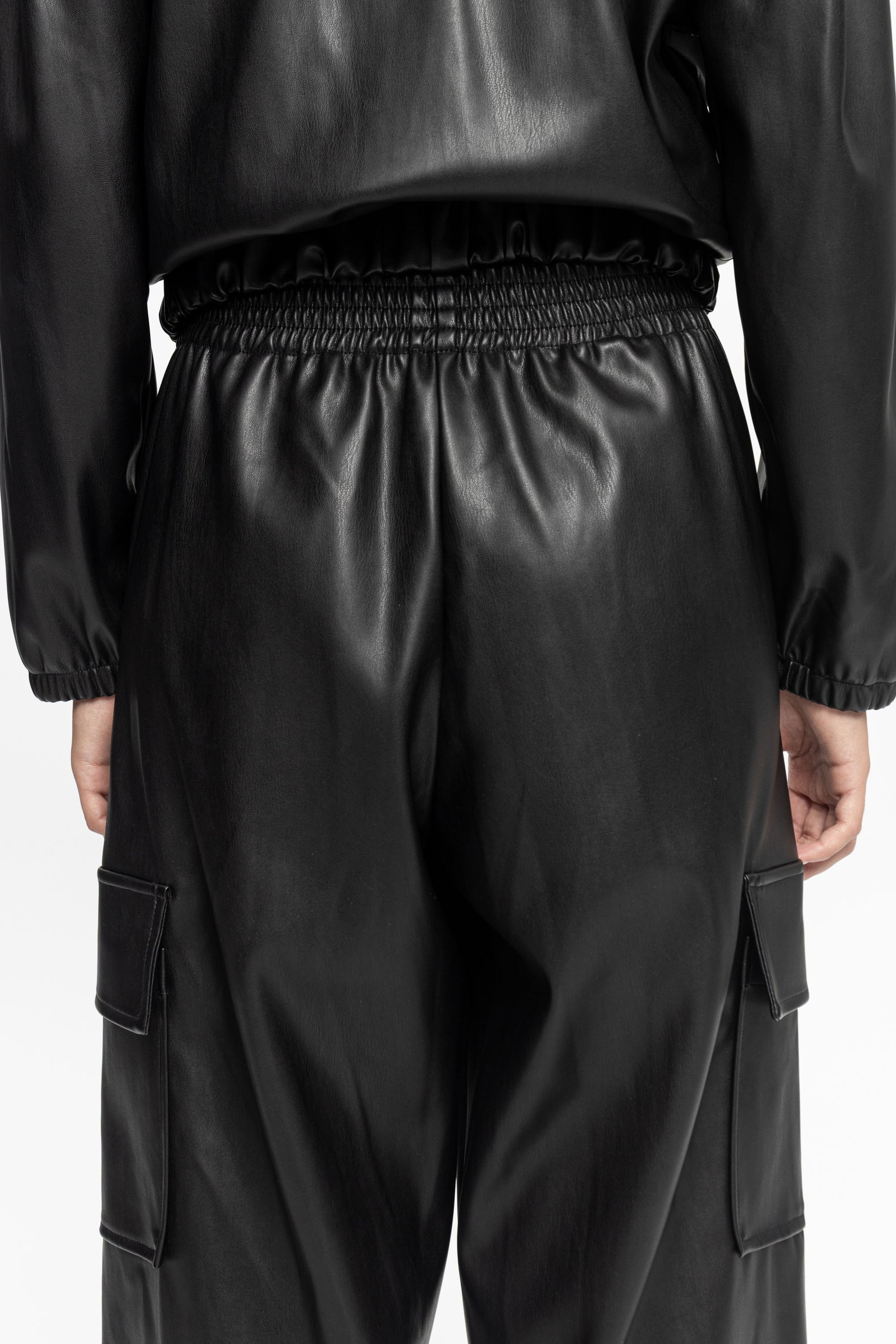 Black Leather Cargo-Black and Black