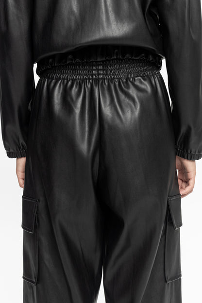 Black Leather Cargo-Black and Black