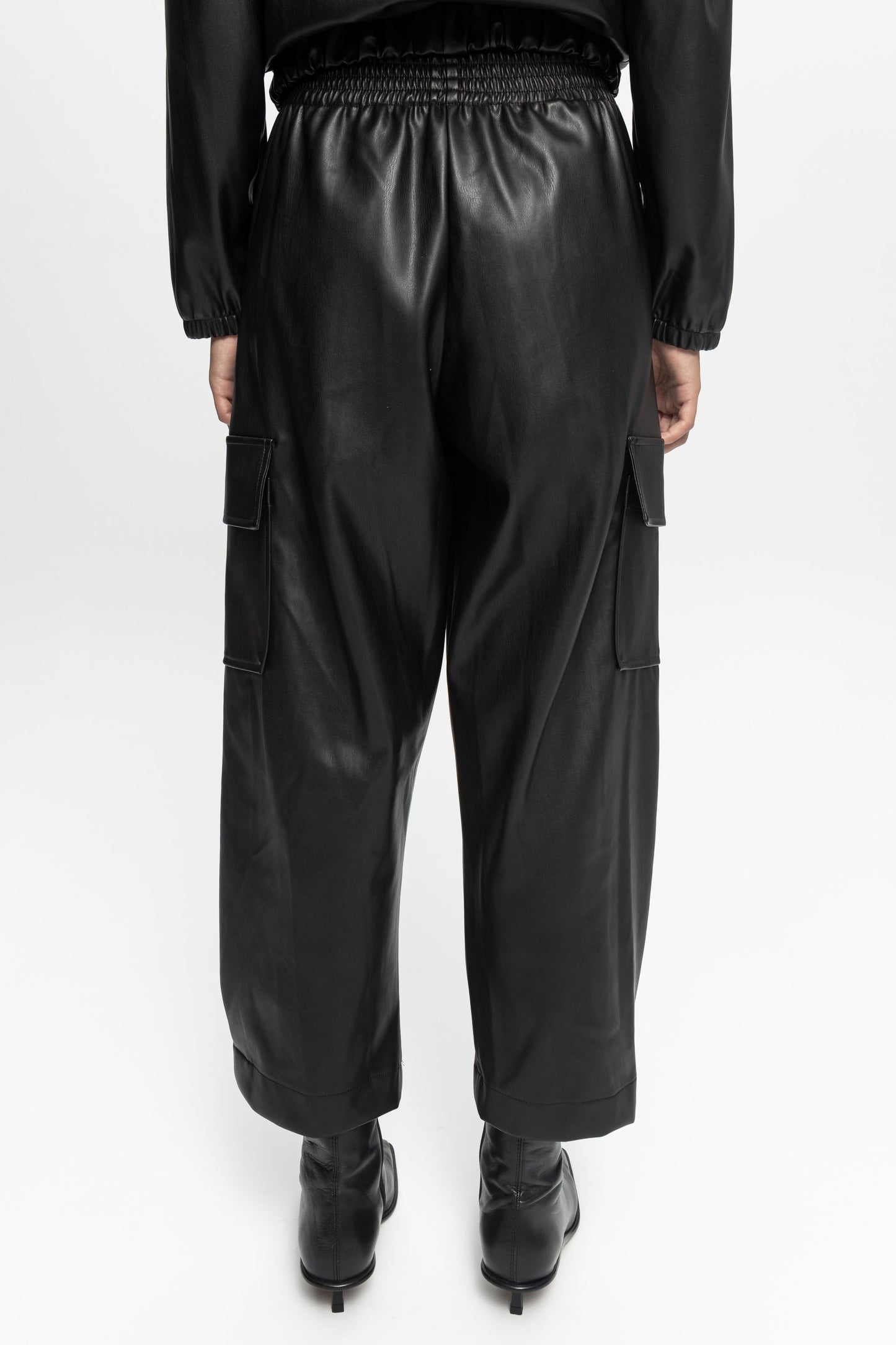 Black Leather Cargo-Black and Black