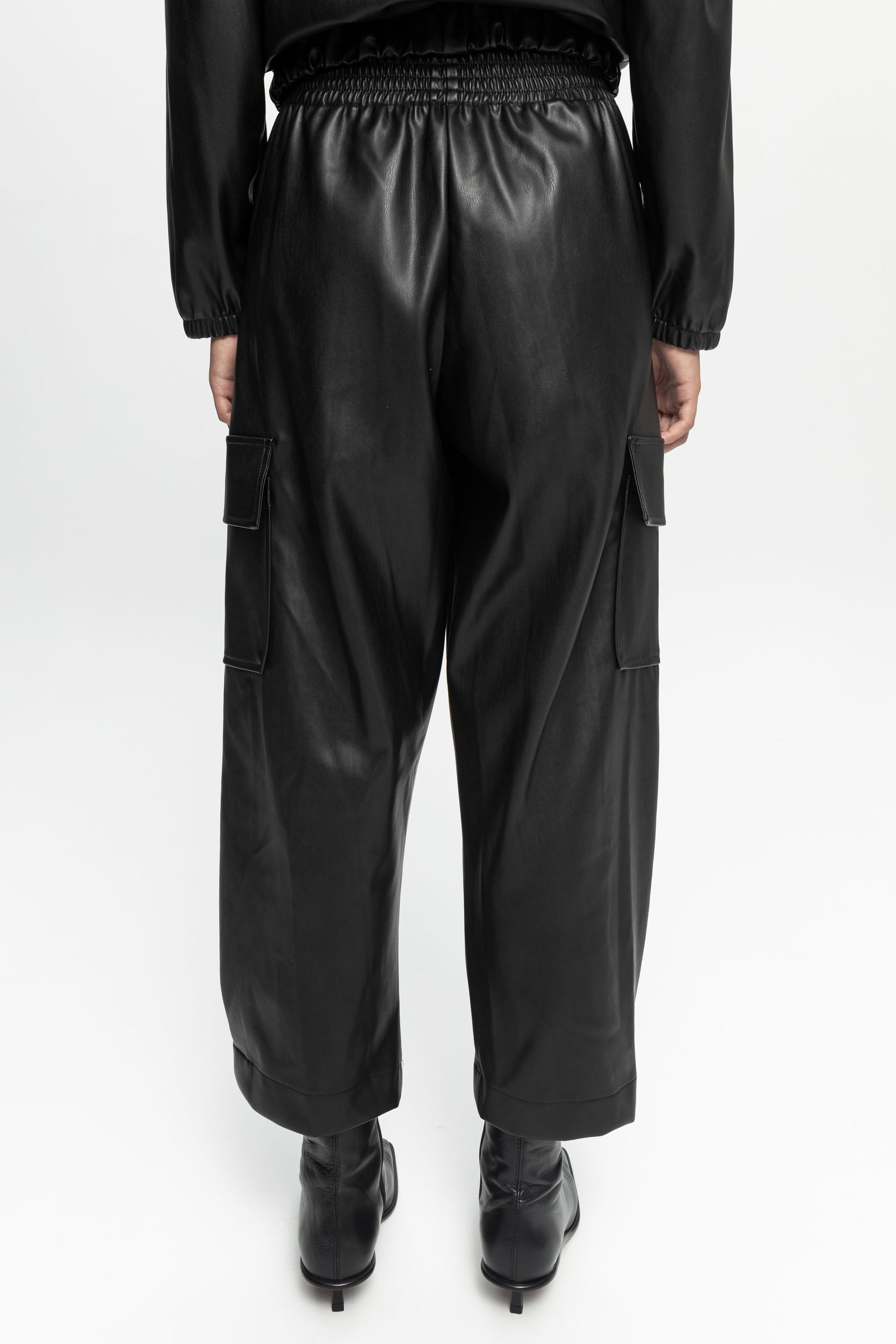 Black Leather Cargo-Black and Black