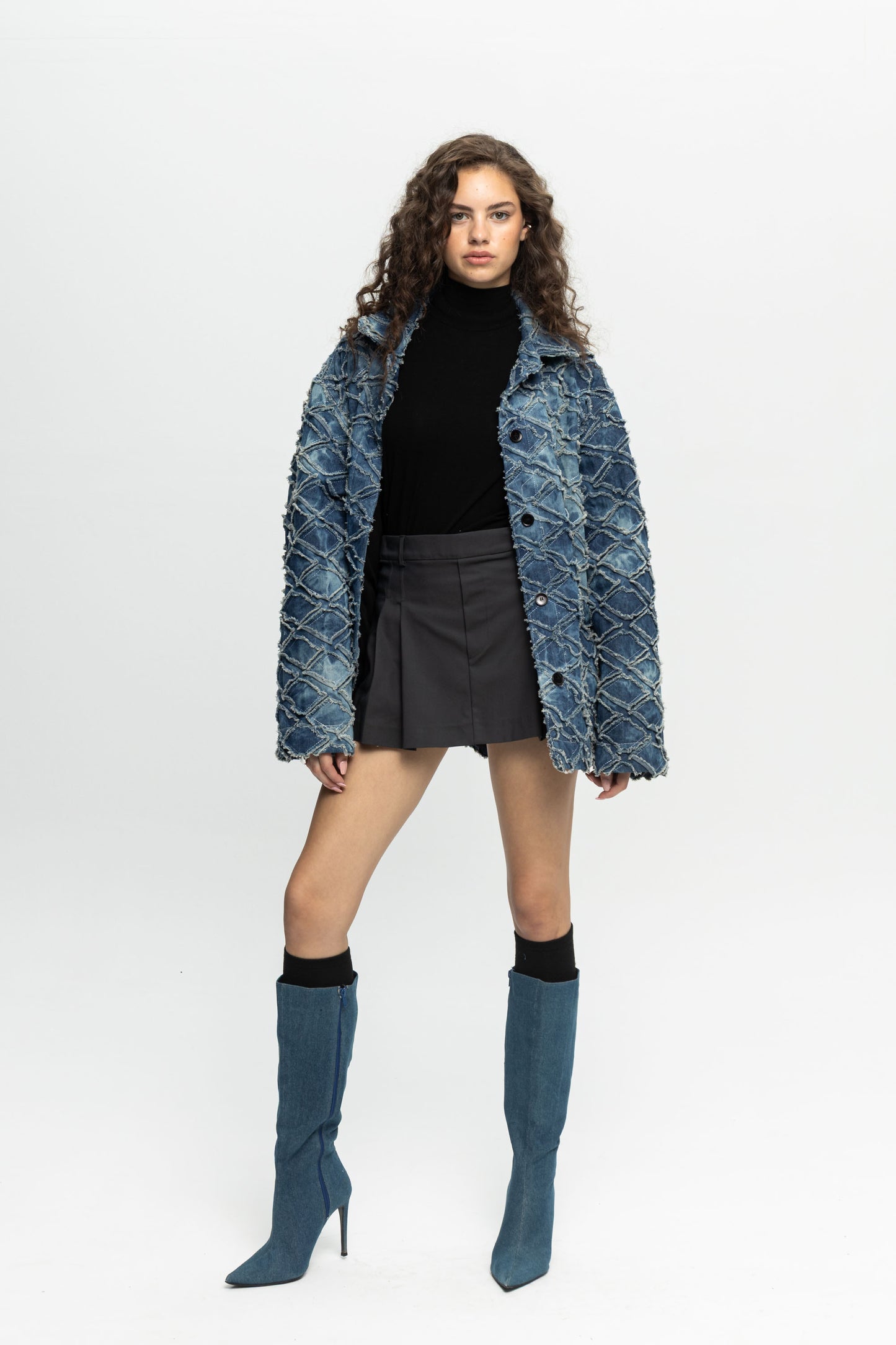 Denim Jacket-Black and Black