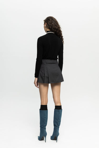 Mini Skort-Black and Black