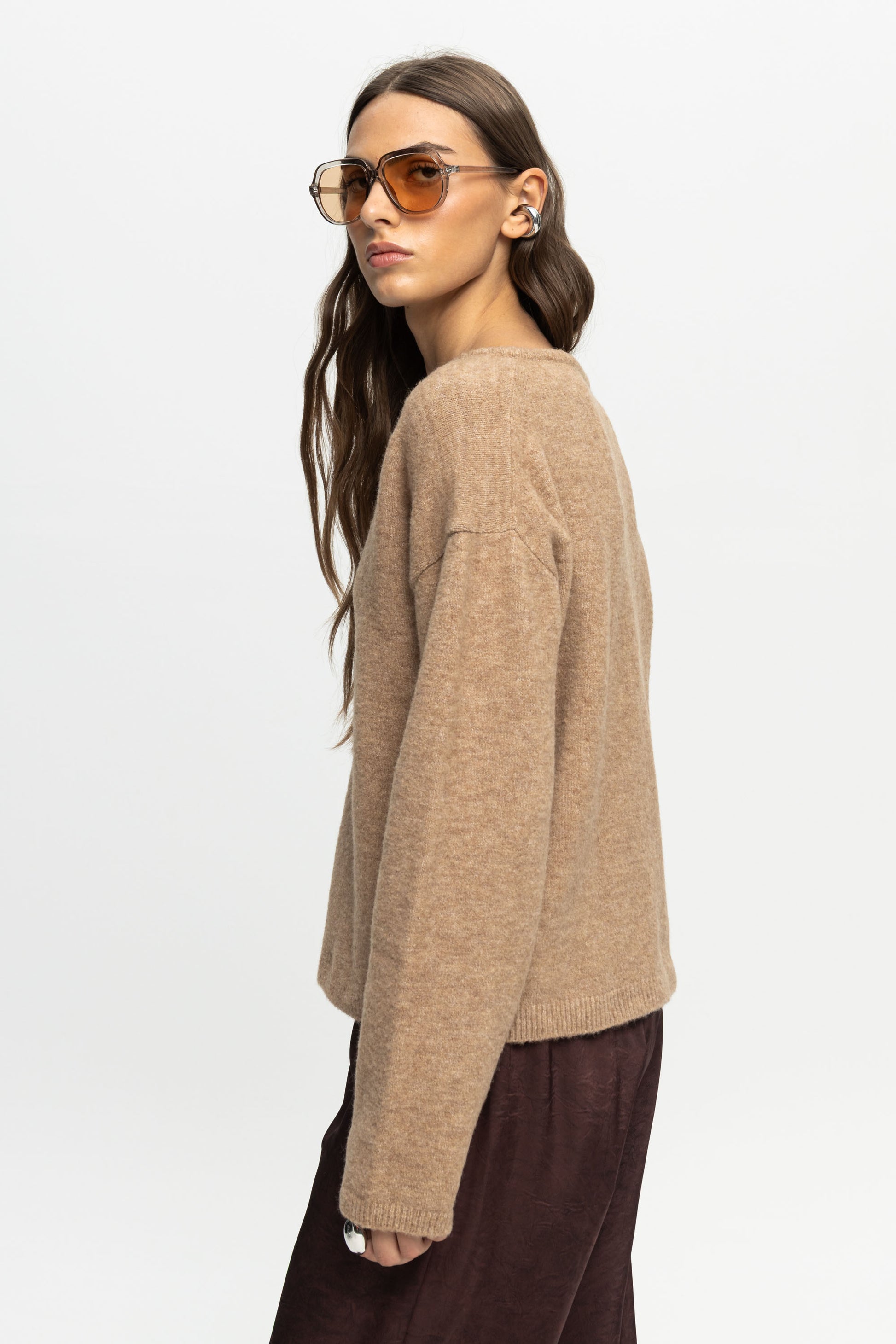 V-Neck Sweater-Black and Black