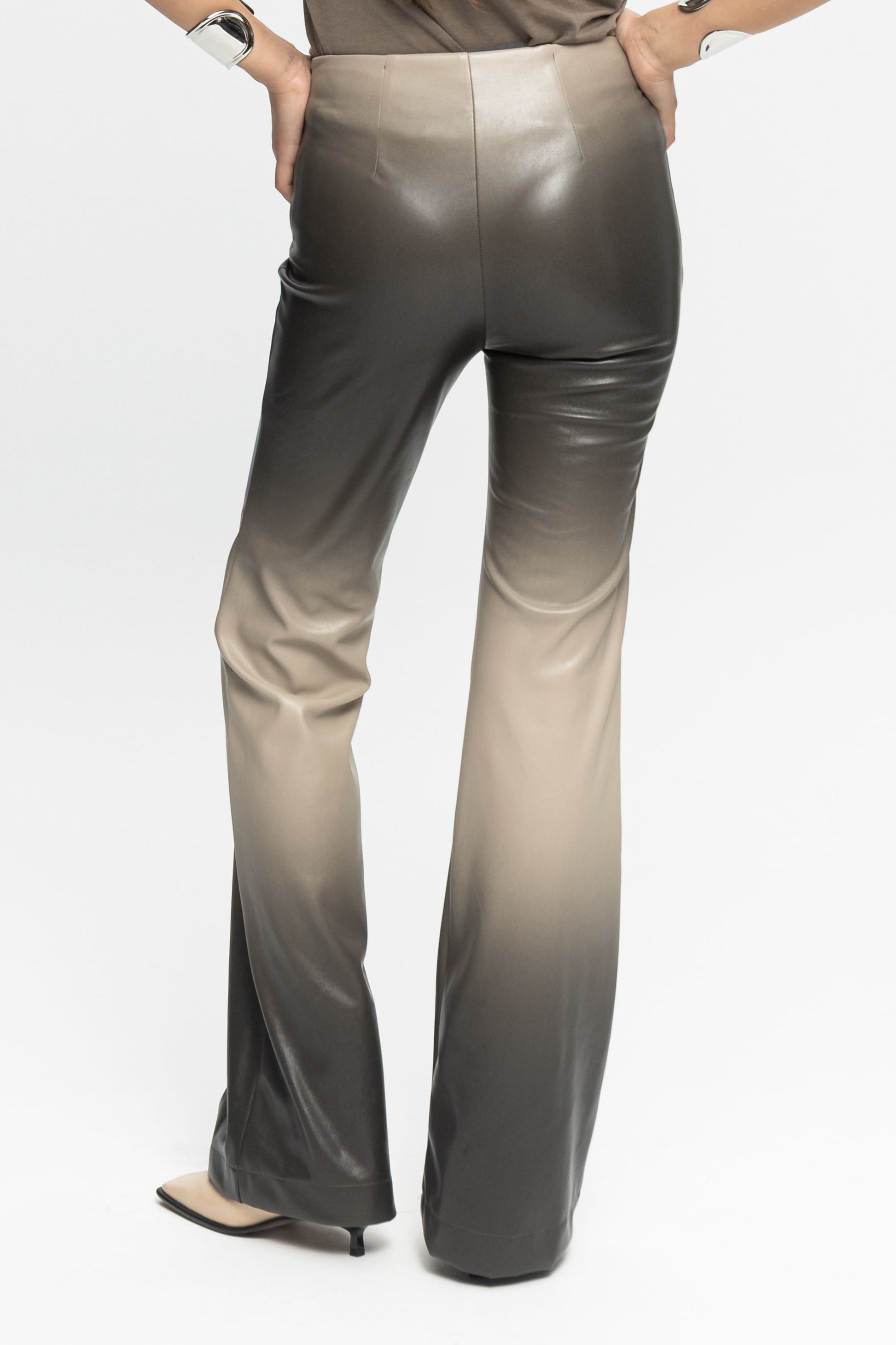 Ombre Leather Pants-Black and Black