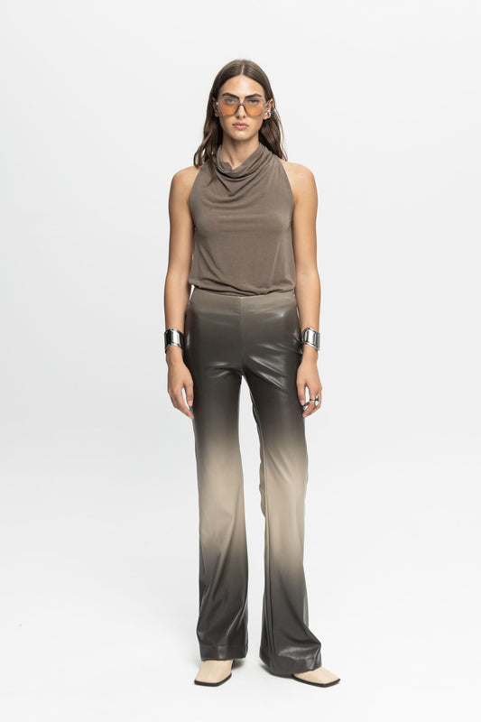 Ombre Leather Pants-Black and Black
