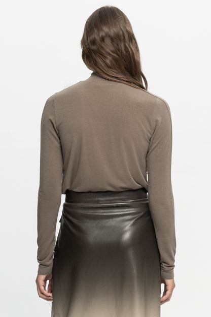 Turtleneck Blouse-Black and Black