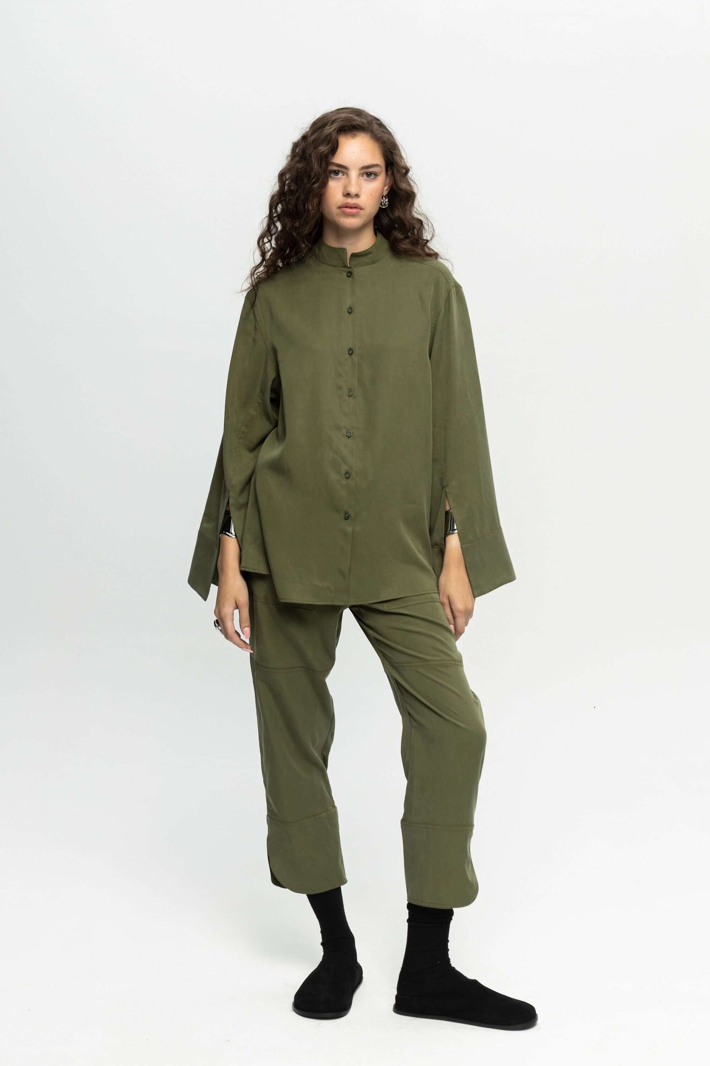 Green Utility Trousers-Black and Black