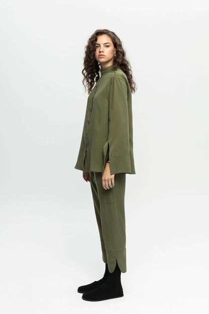 Green Utility Trousers-Black and Black