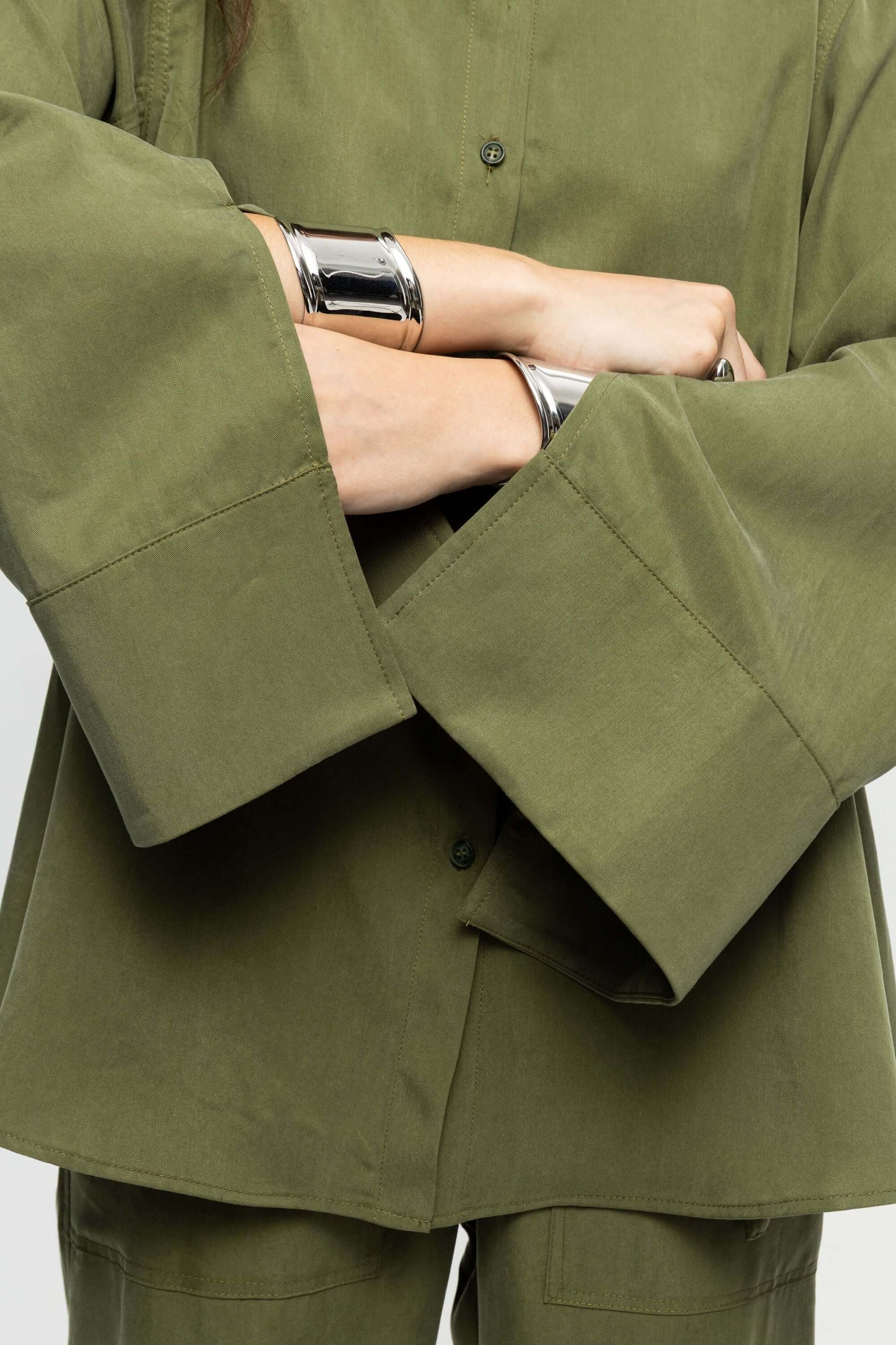 Oversized Green Shirt-Black and Black