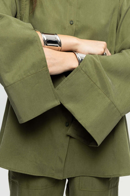 Oversized Green Shirt-Black and Black