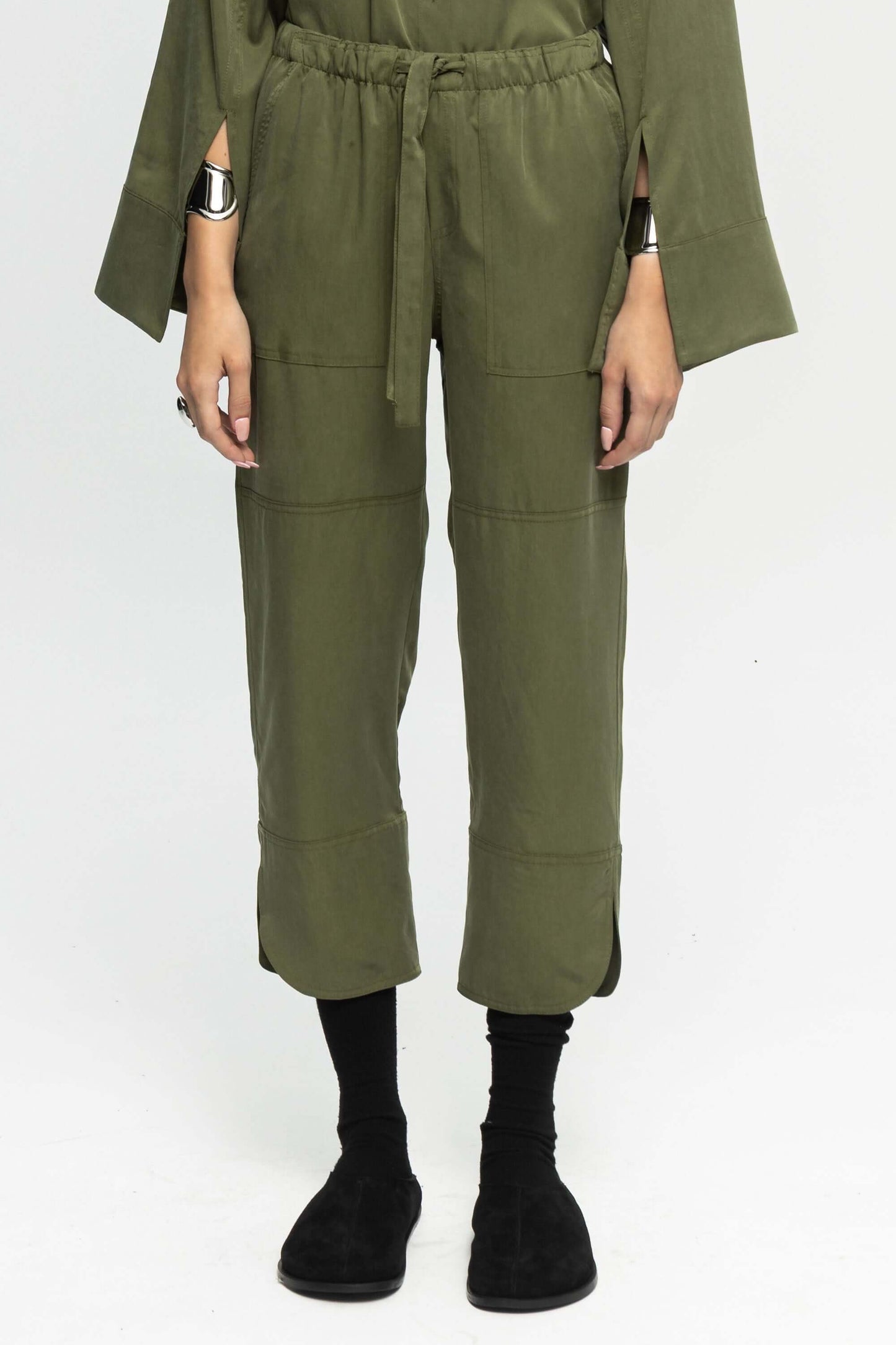 Green Utility Trousers-Black and Black