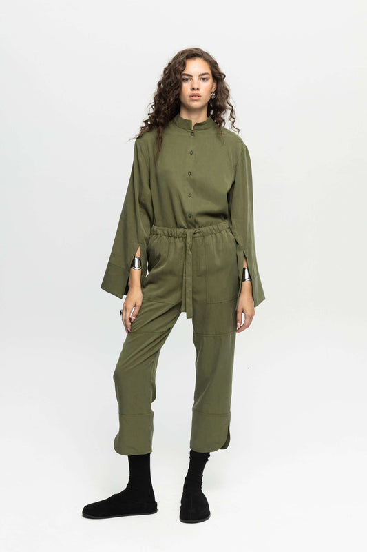 Green Utility Trousers-Black and Black