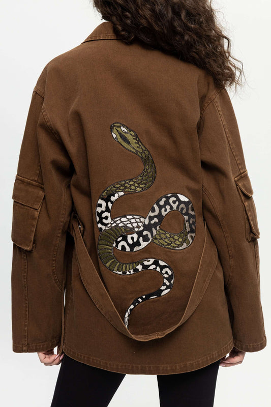 Snake Utility Jacket-Black and Black