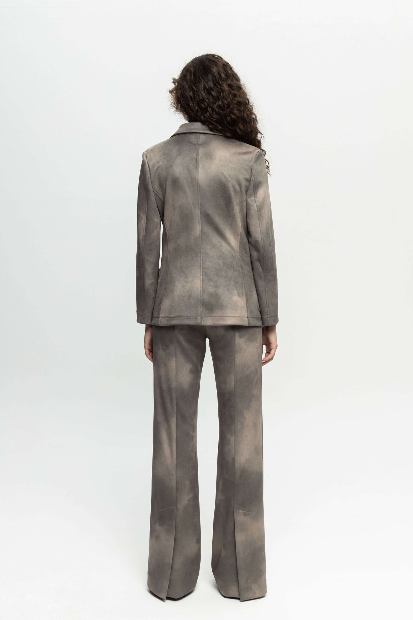 Suede Tailored Blazer-Black and Black