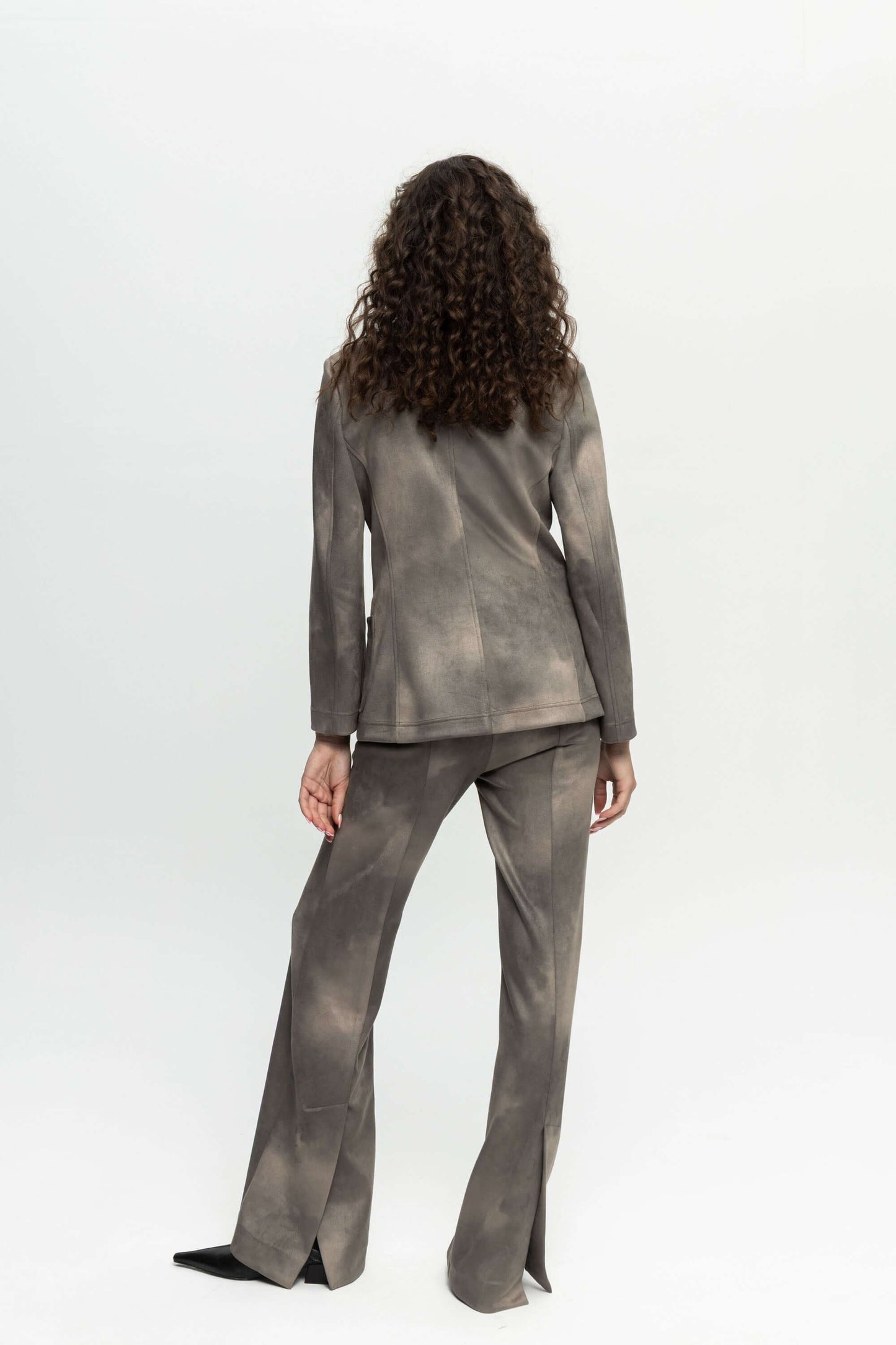 Suede Flared Trousers-Black and Black