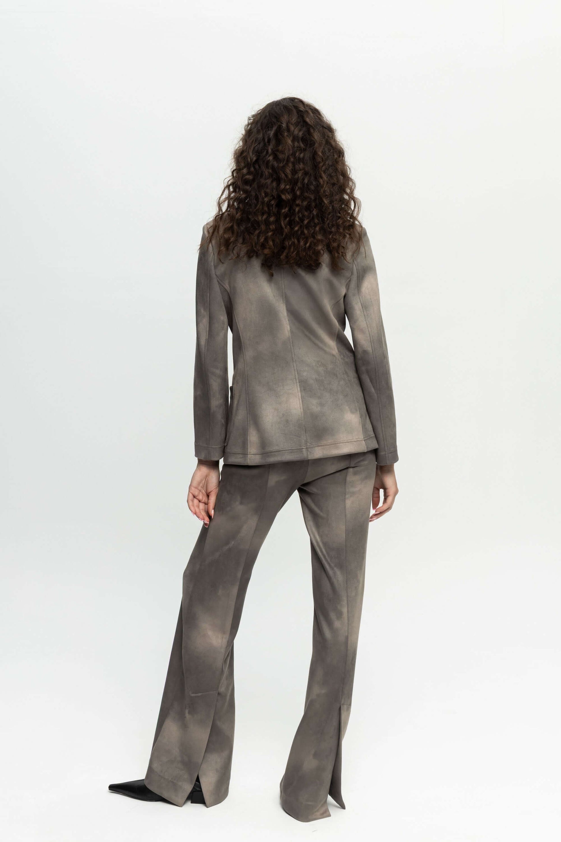 Suede Flared Trousers-Black and Black