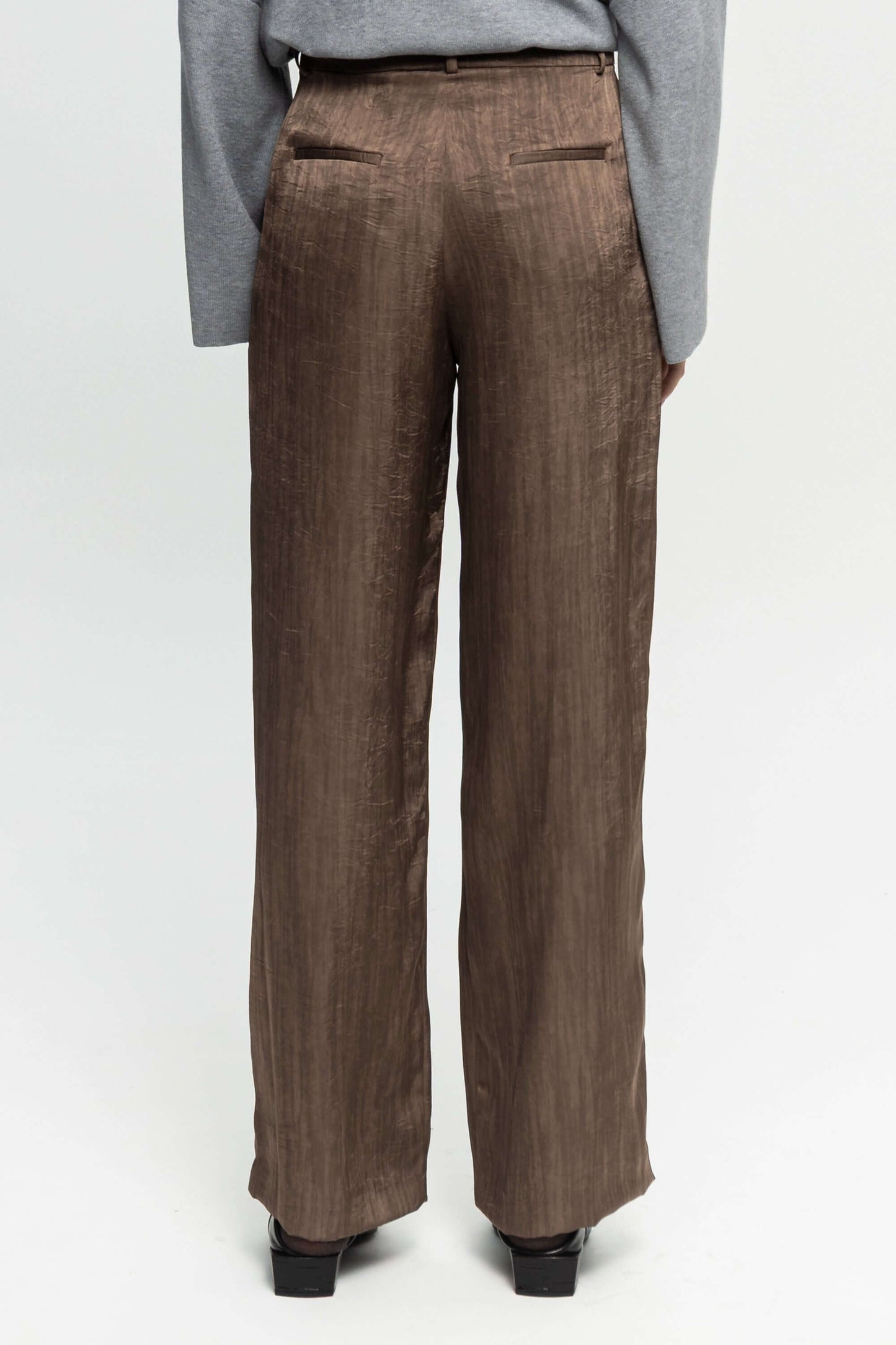 Taupe Wide-Leg Trousers-Black and Black