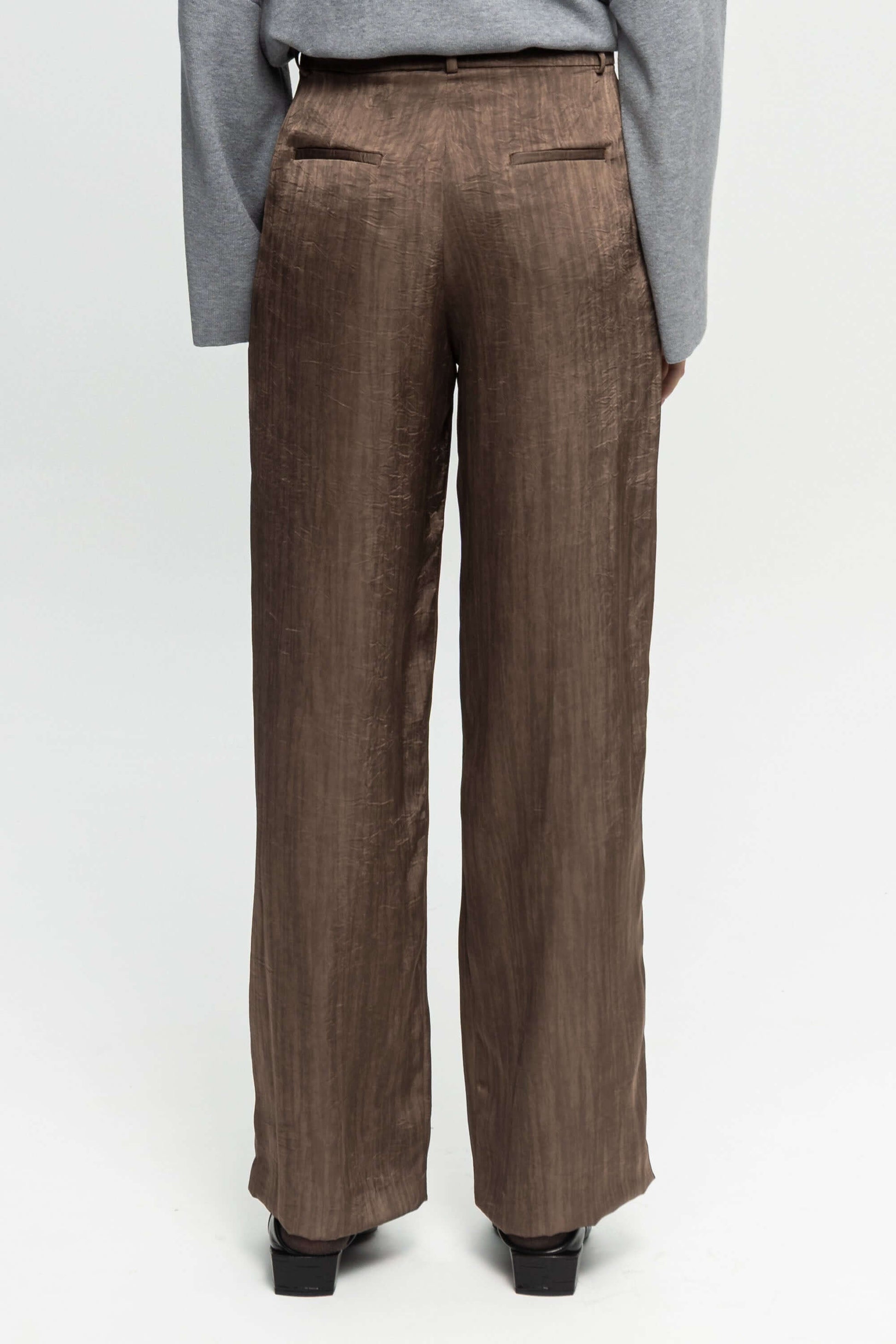 Taupe Wide-Leg Trousers-Black and Black
