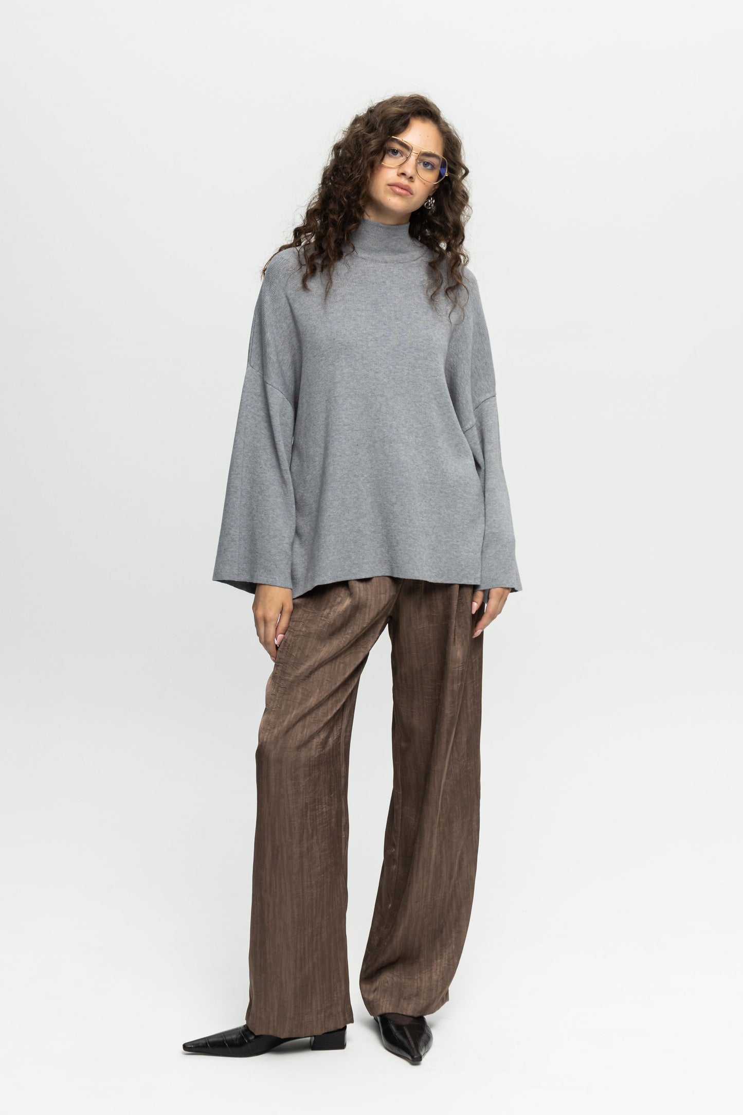 Turtleneck Sweater-Black and Black