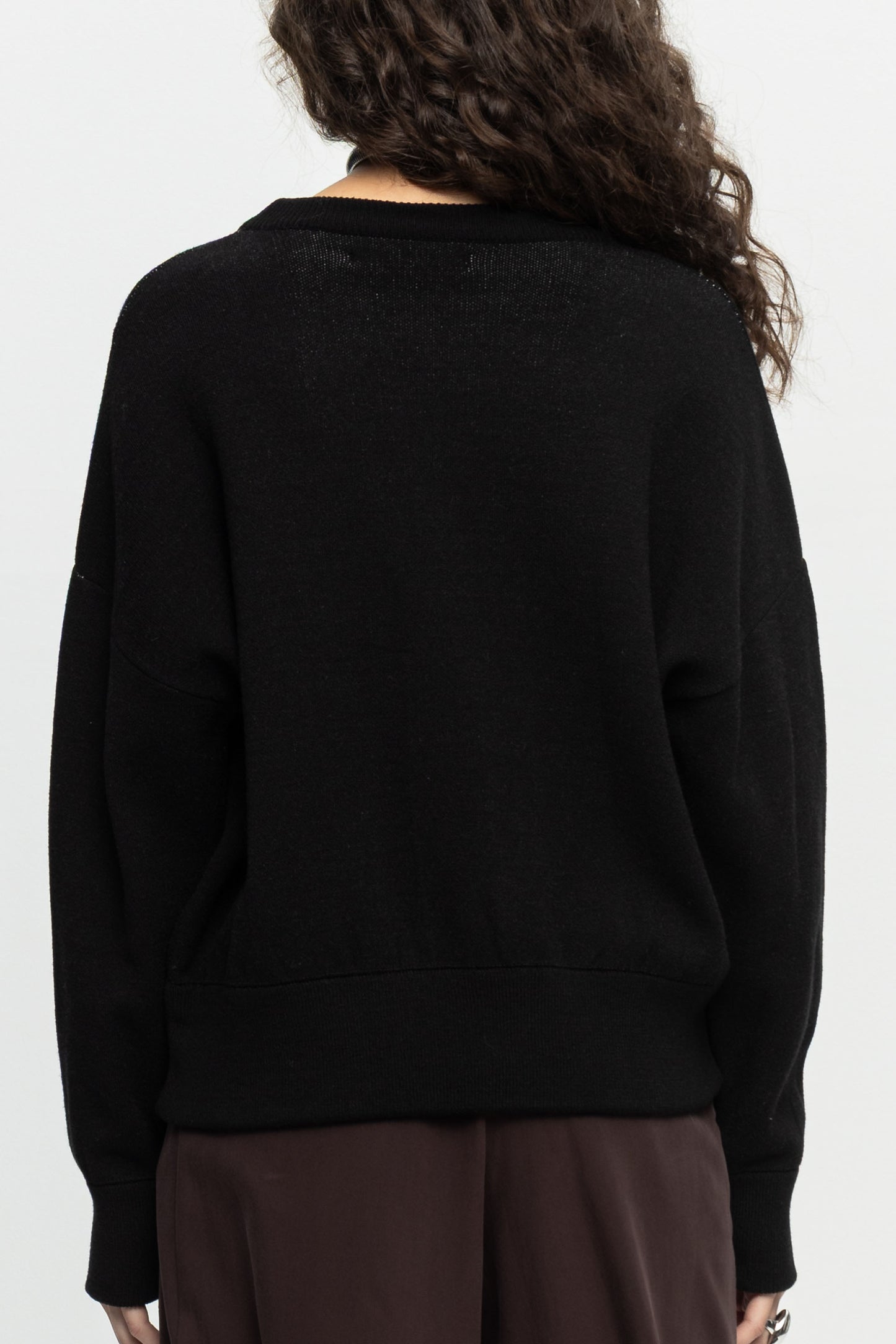 "B&B?" Knit Blouse-Black and Black